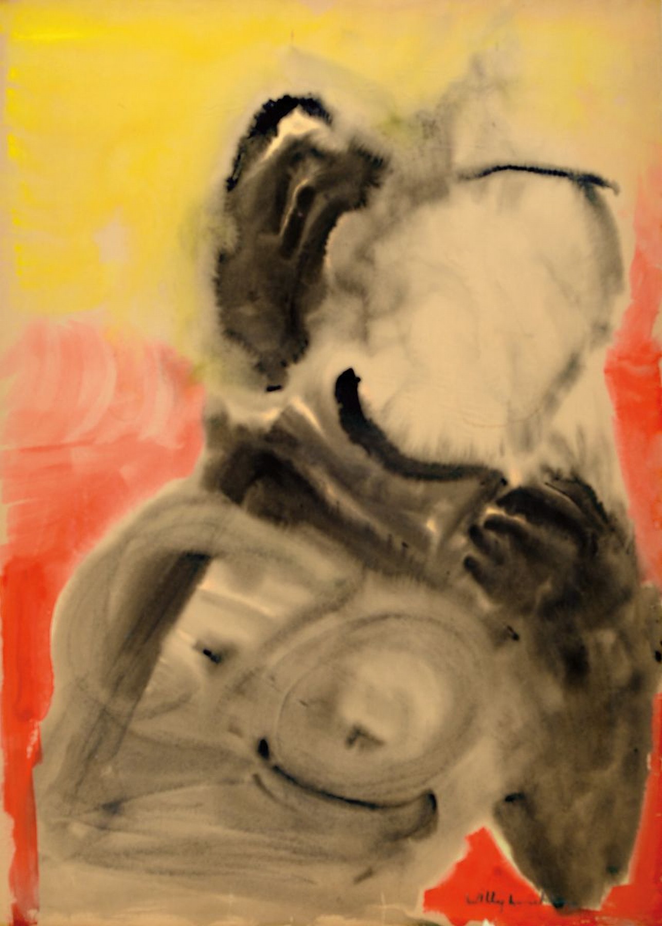 Willy Mucha, 1905-1995, Akt, Gouache auf Papier, rechts unten signiert, ca. 70x50cm, am unteren Rand leicht eingerissen