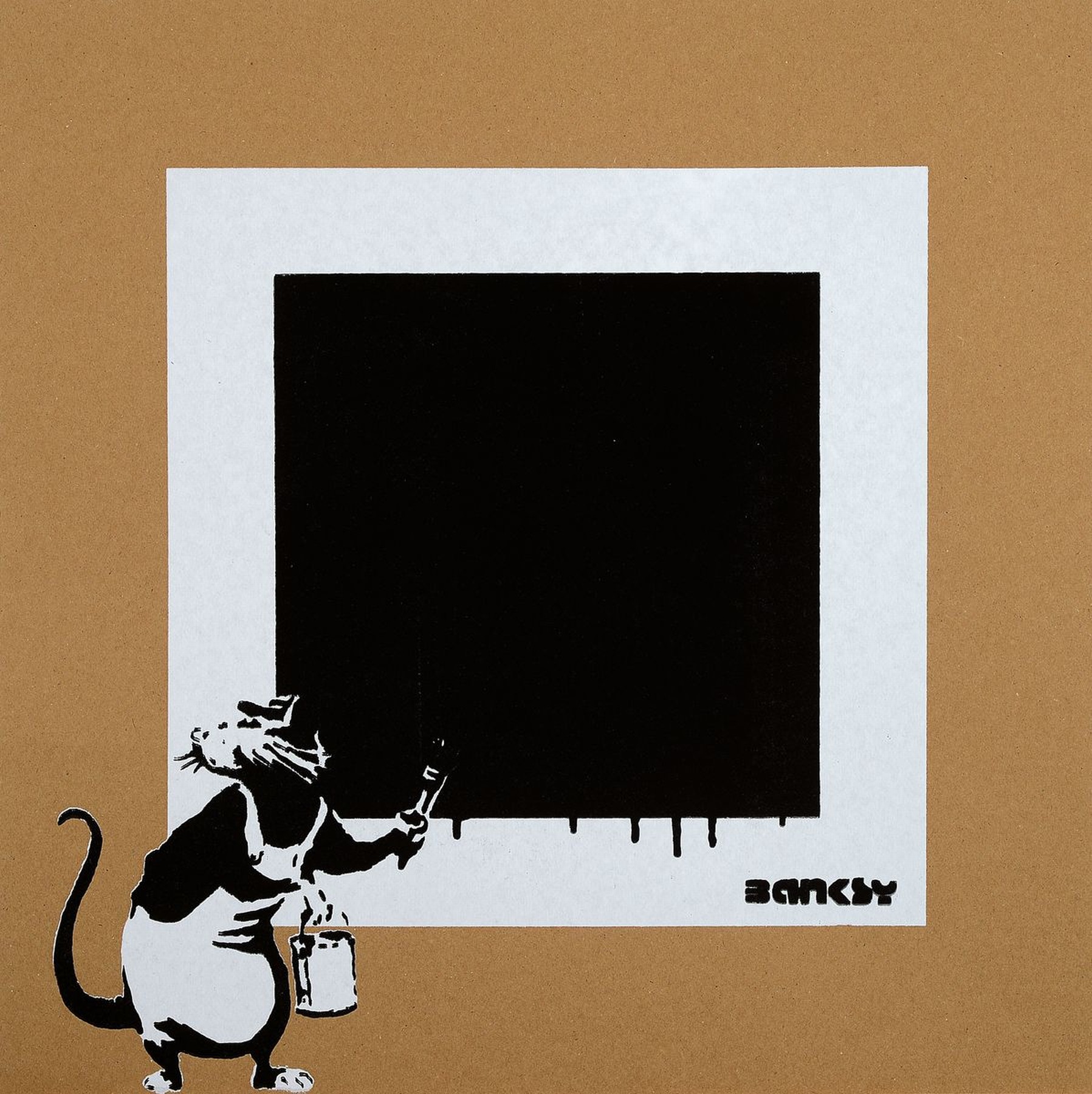 Banksy by Not Banksy, "Rat with Black Square", Siebdruck/Karton, verso sign., Stempel, num.153/300, inkl. Zertifikat, ca. 42x42 cm