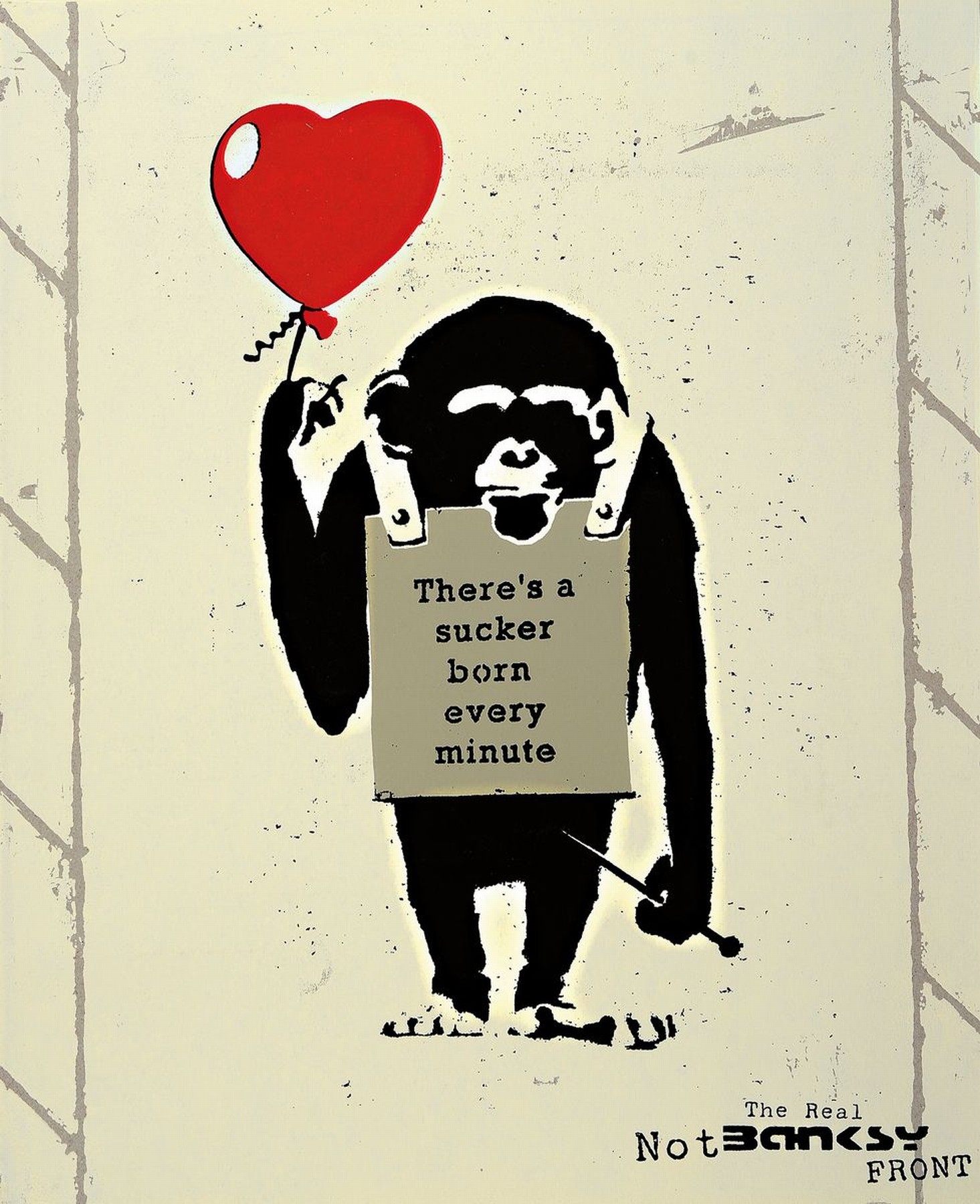 Banksy by Not Banksy, "True Love Fake Art Suckers!", Siebdruck/Karton, verso, sign., Stempel, num. 30/500, inkl. Zertifikat, ca. 55x45 cm