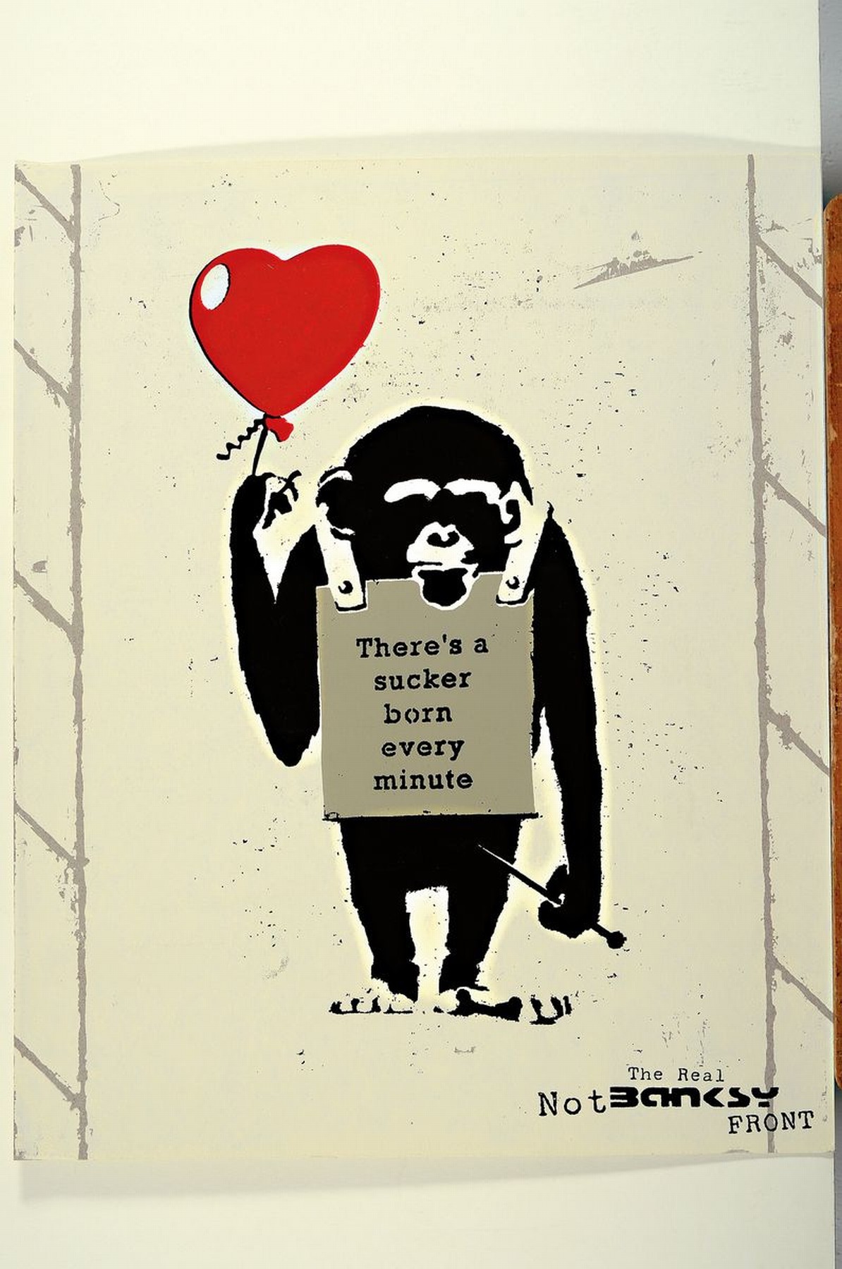 Detail k: Banksy by Not Banksy, "True Love Fake Art Suckers!", Siebdruck/Karton, verso, sign., Stempel, num. 30/500, inkl. Zertifikat, ca. 55x45 cm