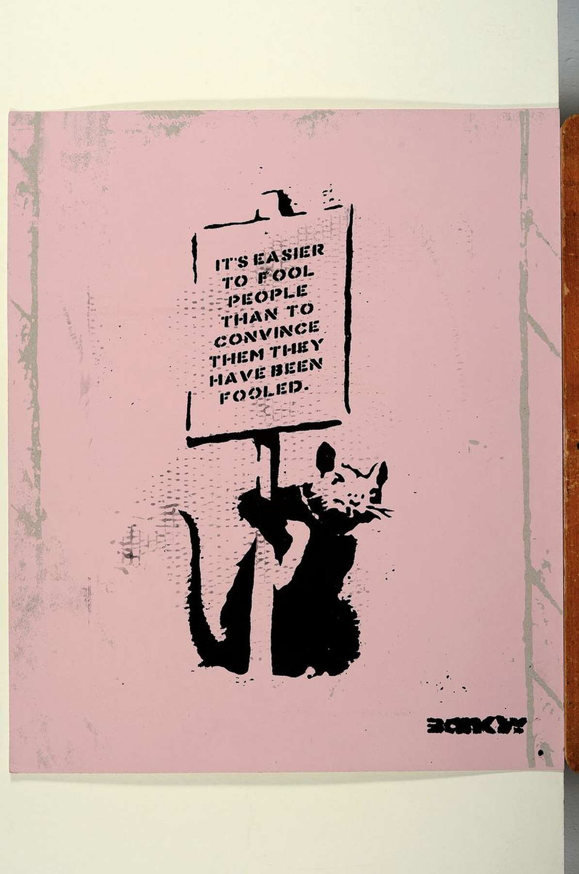 Detail k: Banksy by Not Banksy, "April Fools Day Special", Siebdruck/Karton, verso sign., Stempel, num. 61/300, inkl. Zertifikat, ca. 50x42 cm