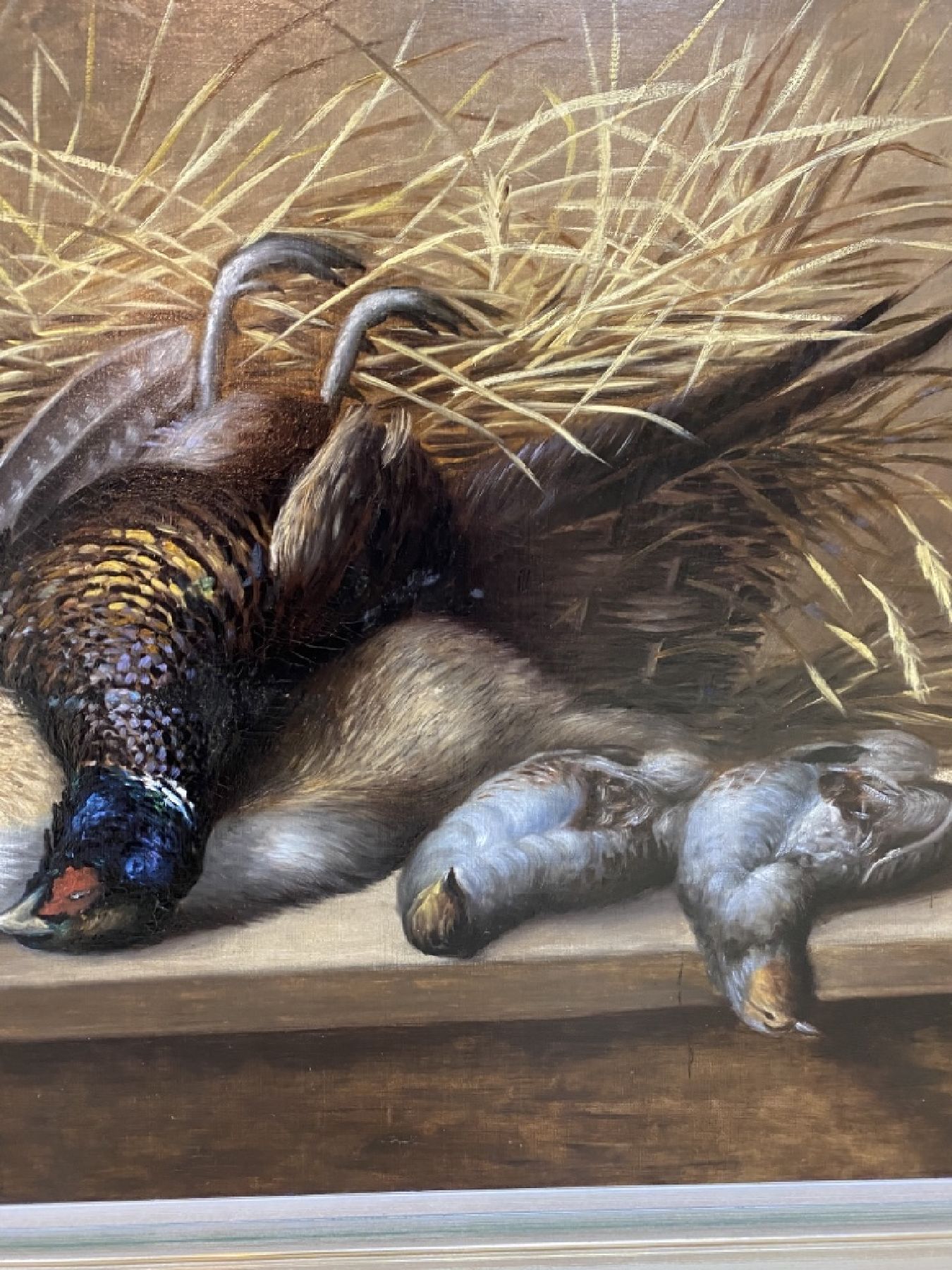 Detail b: Fr. Schell, Künstler um 1901, Jagdstillleben, Öl/Lwd, re. u. signiert, ca. 70 x 100 cm, Rahmen