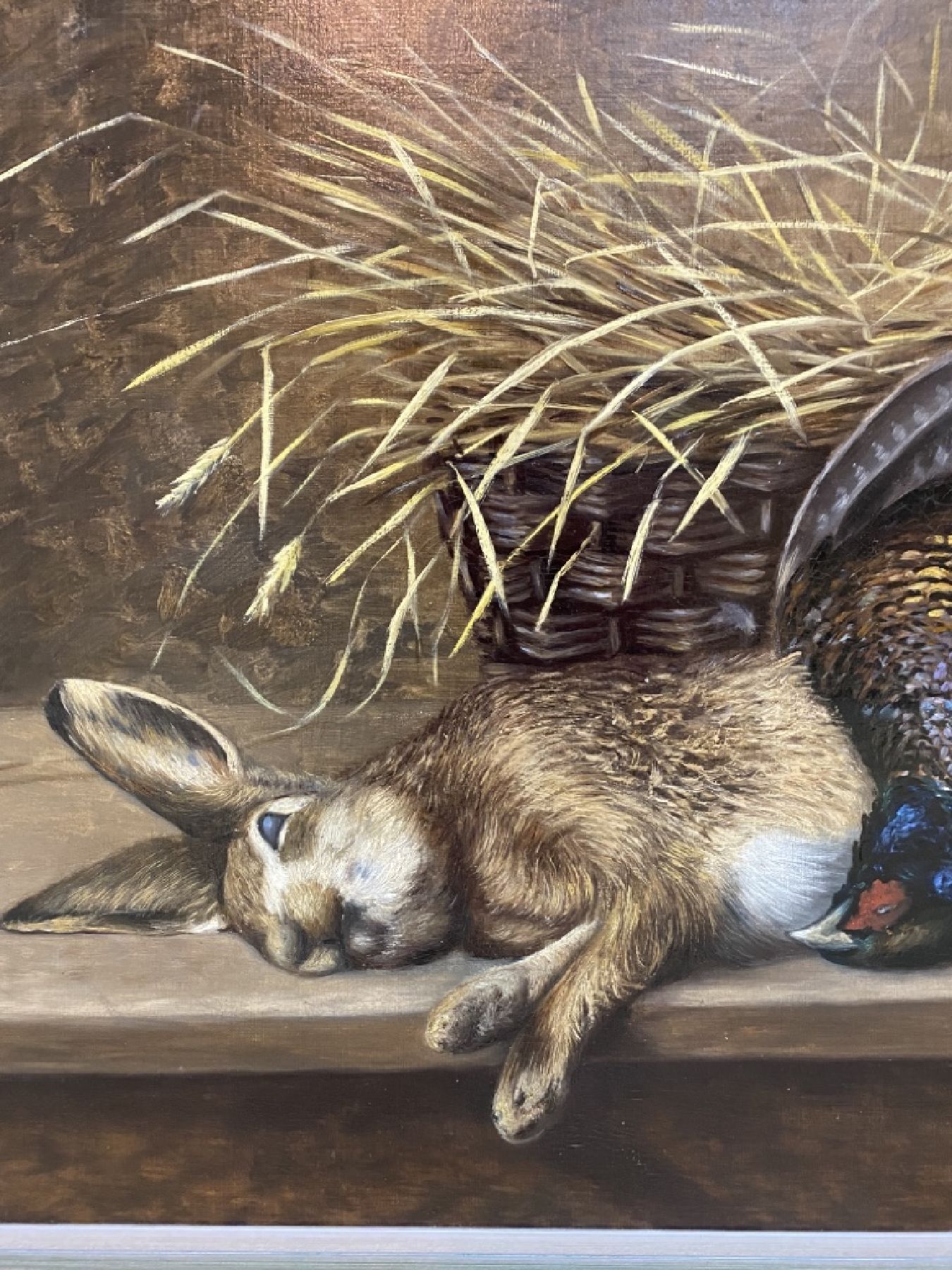 Detail c: Fr. Schell, Künstler um 1901, Jagdstillleben, Öl/Lwd, re. u. signiert, ca. 70 x 100 cm, Rahmen