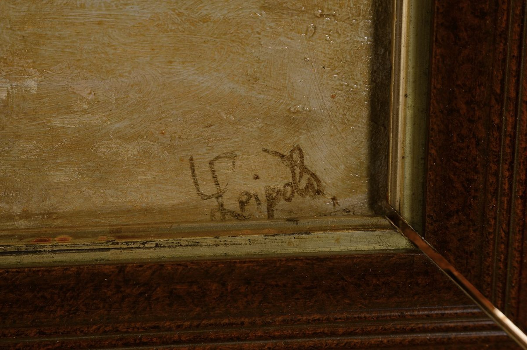 Detail a: Karl Leipold, 1864 - 1943, Segelschiff im Nebel, Öl/Lwd, re. u. signiert, ca. 48 x 71 cm, Rahmen