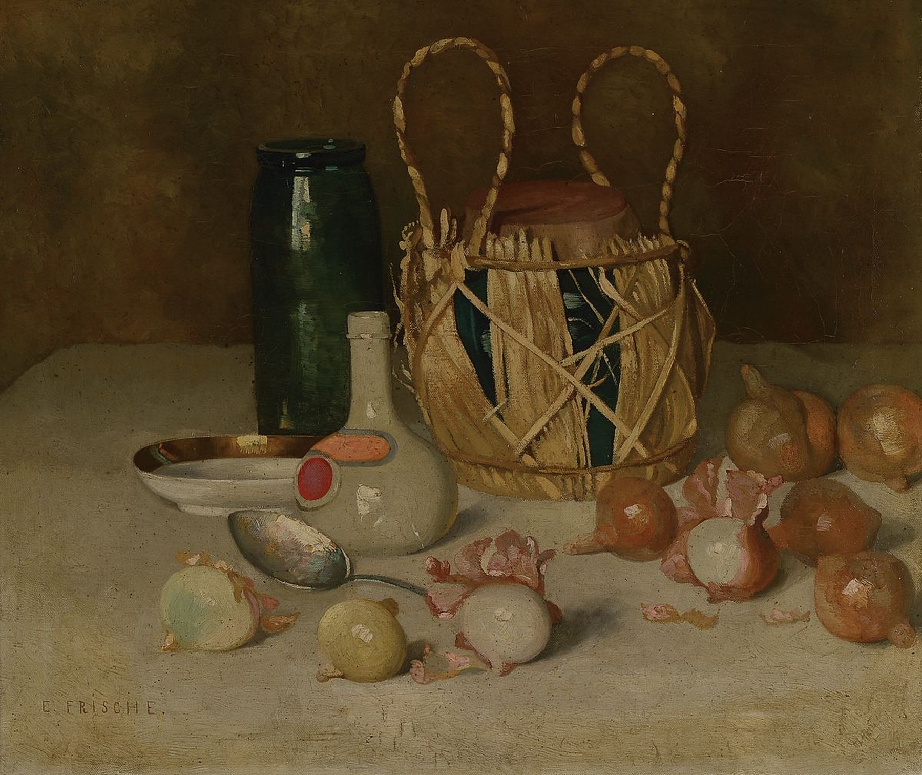 Emil Frische, geb. 1872, Stillleben, Öl/Lwd, li. u. signiert, ca. 50 x 60 cm, Rahmen
