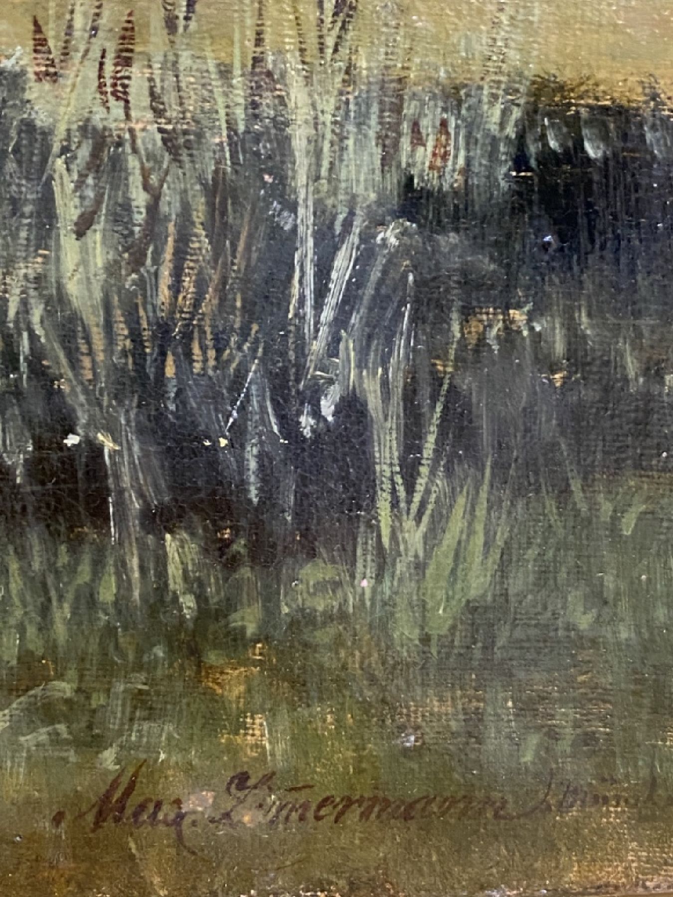 Detail d: Maximilian August Zimmermann, 1811- 1878, Hirten mit Tieren am See, im Schatten ruhende Hirten mit ihren Tieren, feine differenzierte Malerei, ...