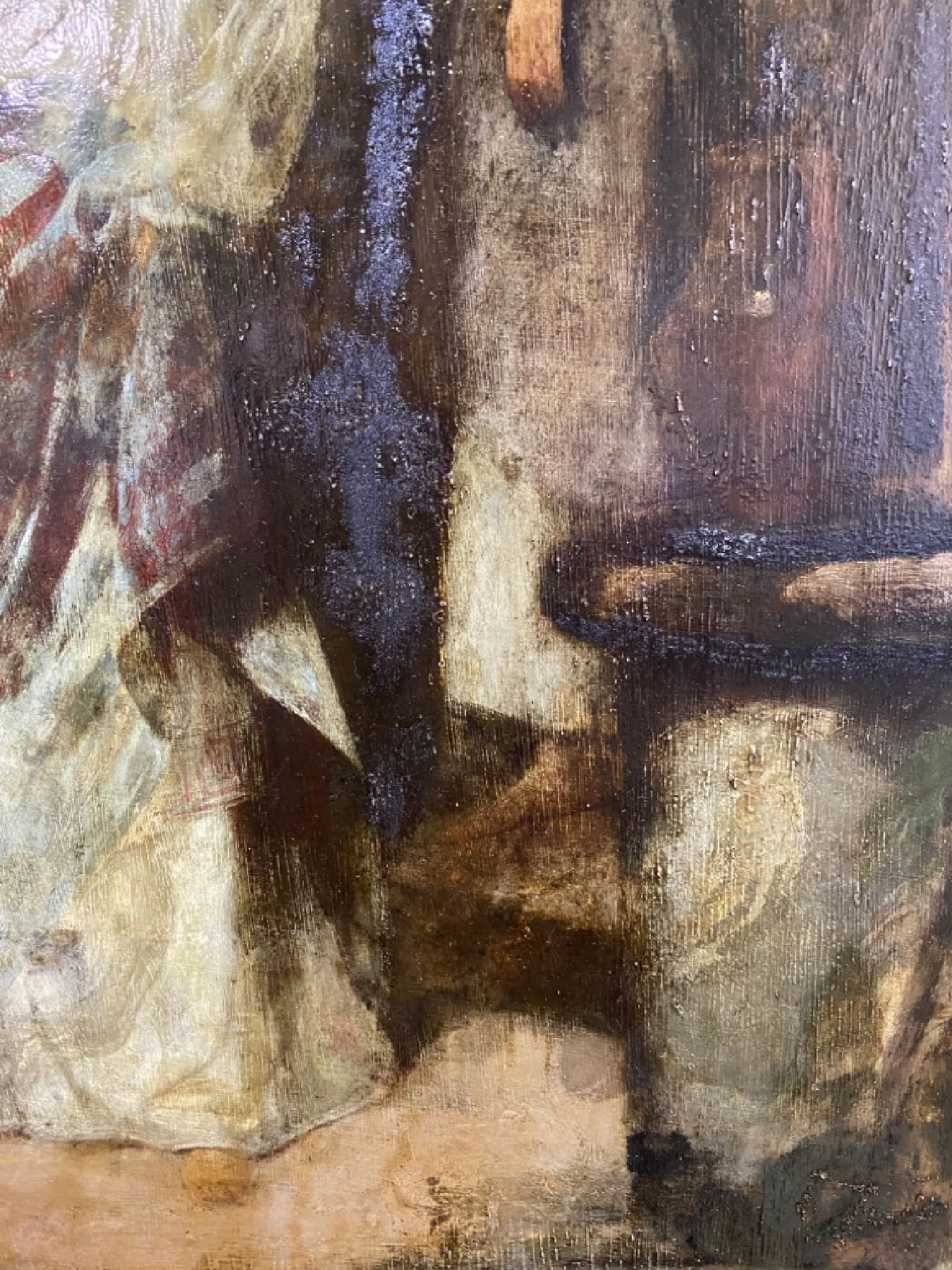 Detail b: Italienischer Monogrammist, um 1860, Frauen mit Wassergefäßen auf dem Kopf, feine lasierende Malerei, hohe Stofflichkeit, sehr gute Lichtführung, ...