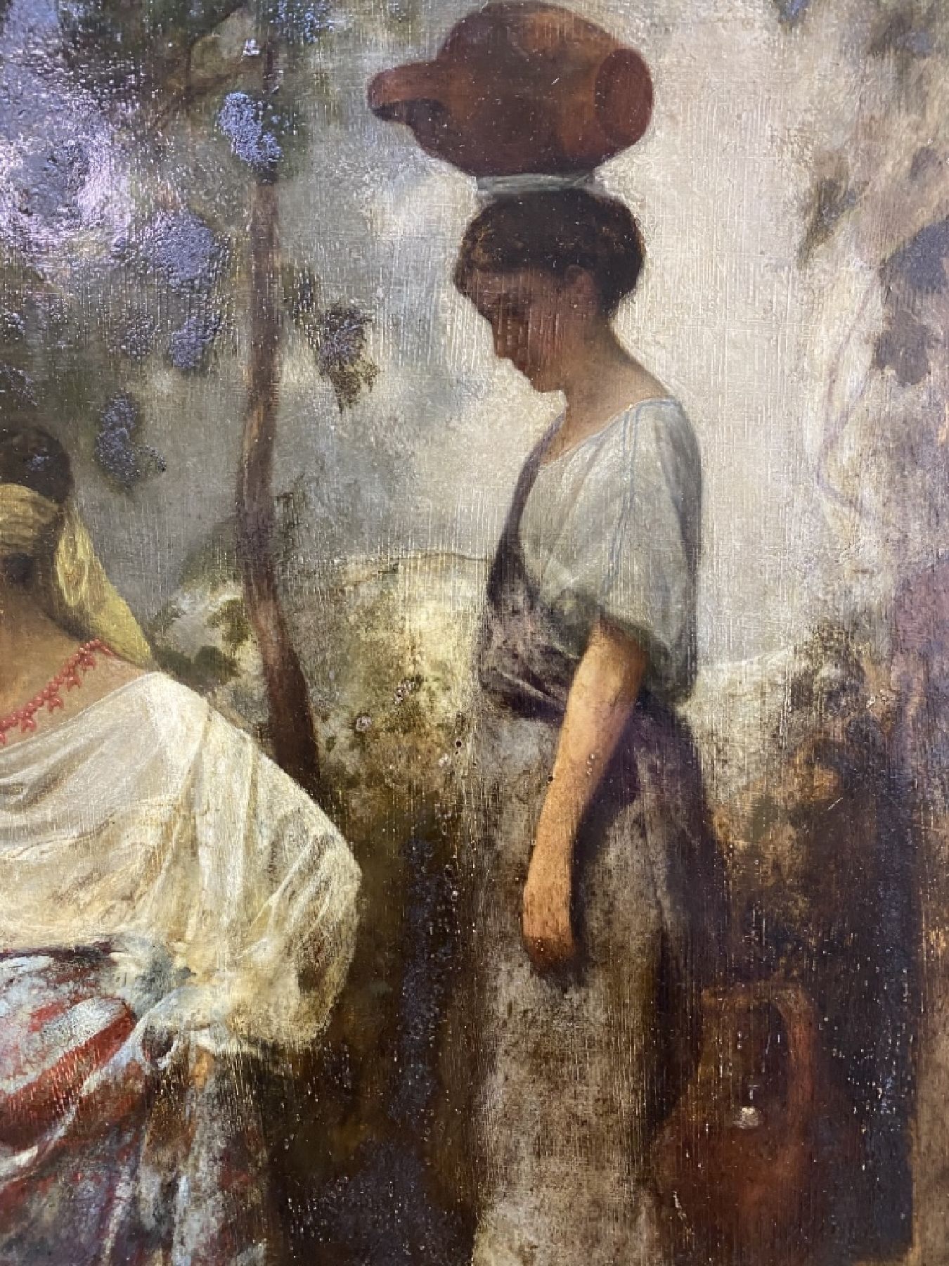Detail c: Italienischer Monogrammist, um 1860, Frauen mit Wassergefäßen auf dem Kopf, feine lasierende Malerei, hohe Stofflichkeit, sehr gute Lichtführung, ...