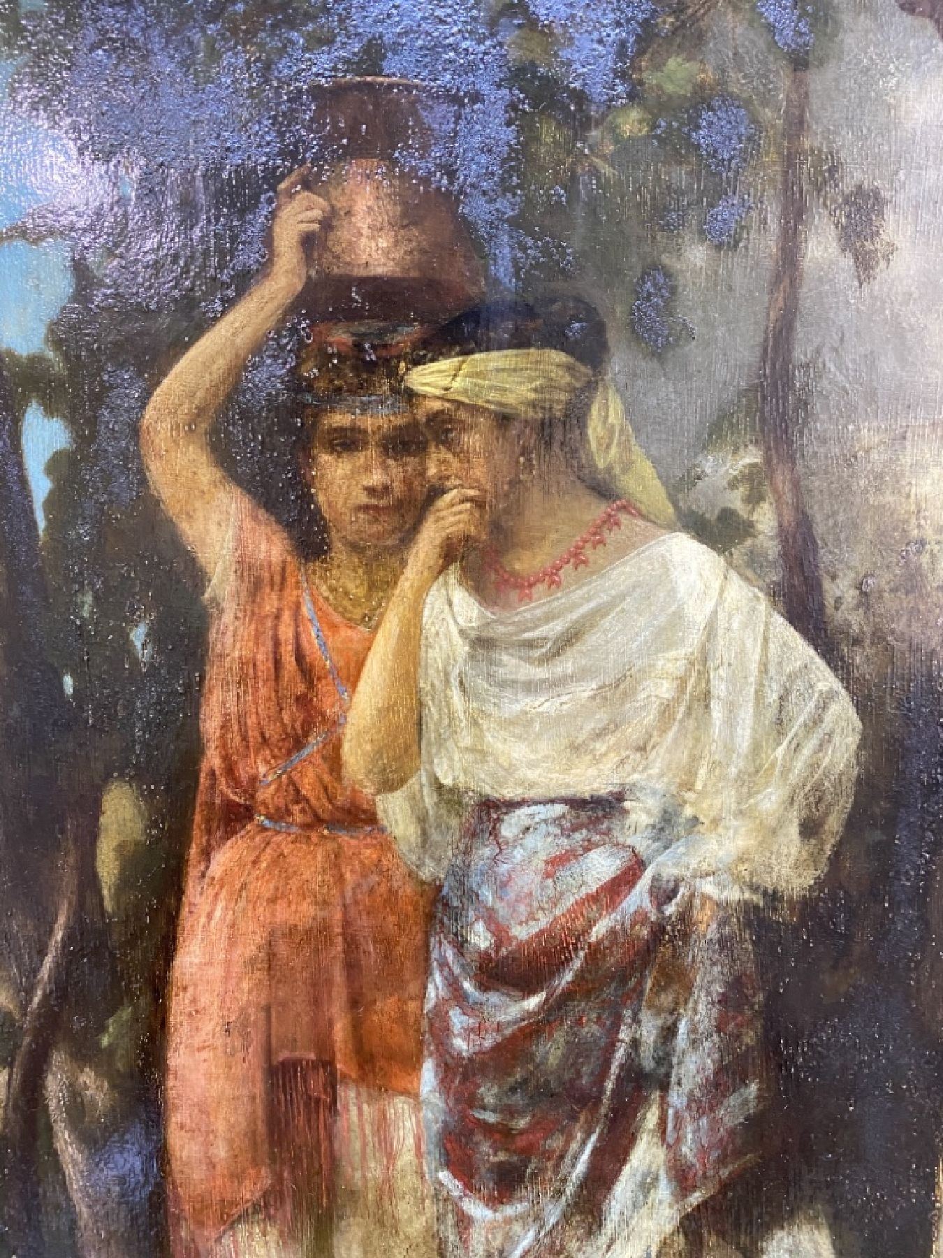 Detail d: Italienischer Monogrammist, um 1860, Frauen mit Wassergefäßen auf dem Kopf, feine lasierende Malerei, hohe Stofflichkeit, sehr gute Lichtführung, ...