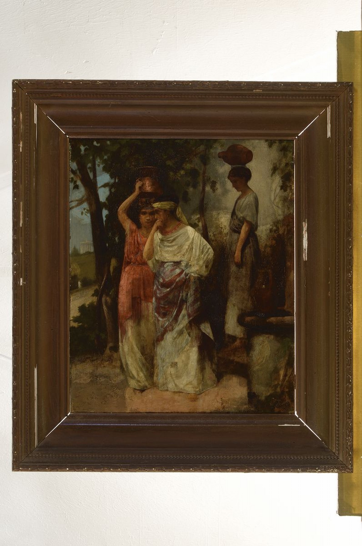 Detail k: Italienischer Monogrammist, um 1860, Frauen mit Wassergefäßen auf dem Kopf, feine lasierende Malerei, hohe Stofflichkeit, sehr gute Lichtführung, ...