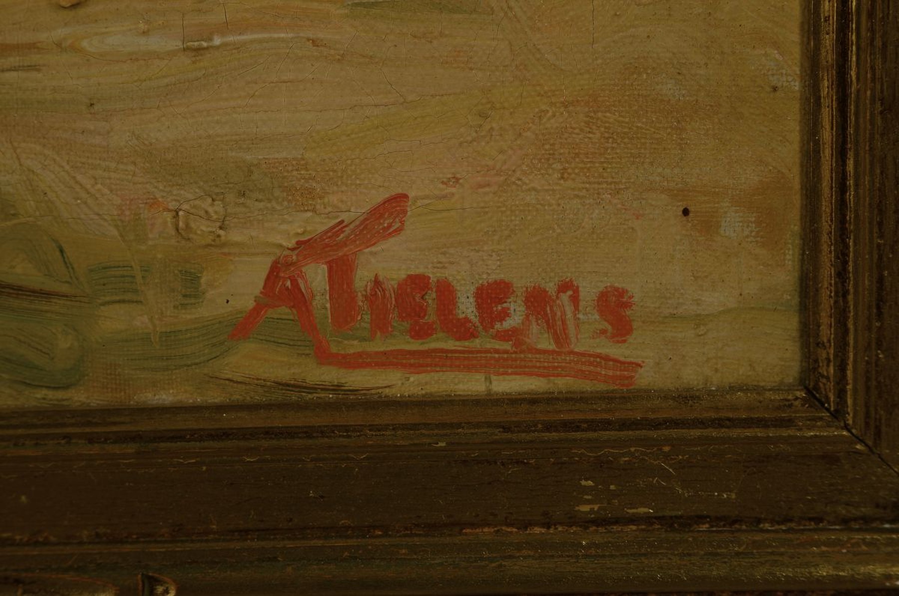 Detail a: Alexandre Tielens, 1868-1959, Bauernhütte im Sommer, Öl/Lwd, rechts unten signiert, ca. 37x52cm, R. ca. 50x65cm