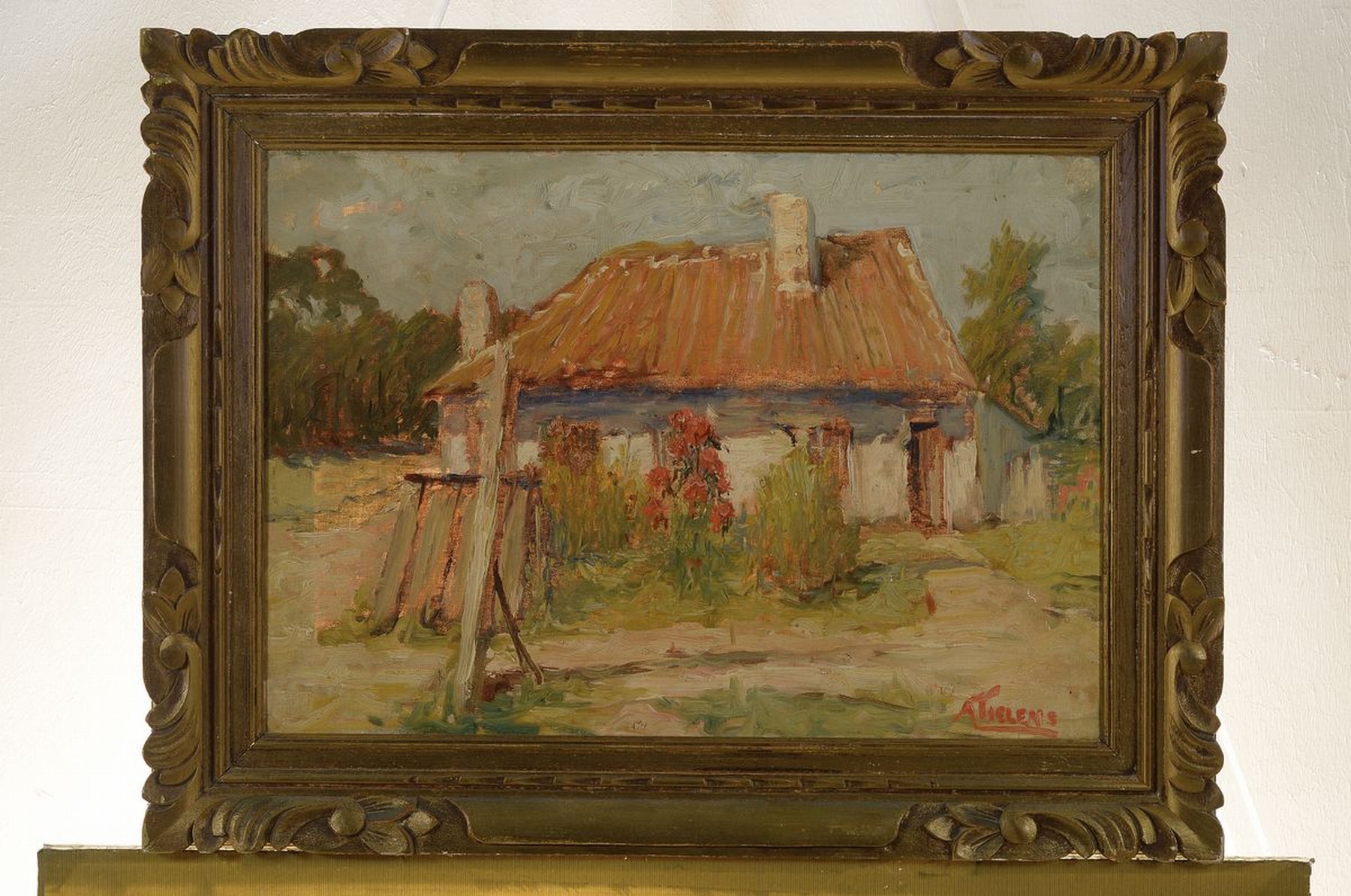 Detail k: Alexandre Tielens, 1868-1959, Bauernhütte im Sommer, Öl/Lwd, rechts unten signiert, ca. 37x52cm, R. ca. 50x65cm