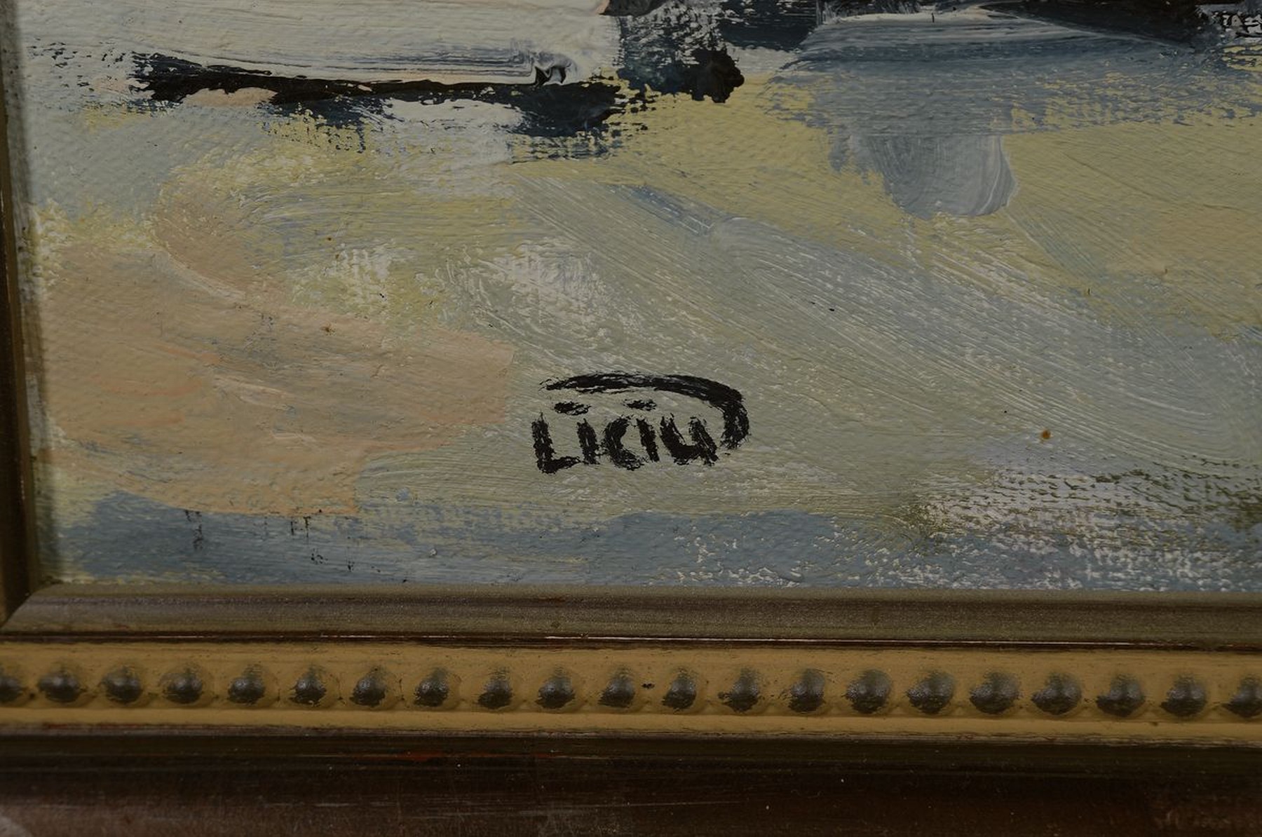 Detail a: Liciu Lucian, geb. 1968, Rumänien Poarta, Straßenszene, Acryl/Lwd, rückseitig bezeichnet und signiert, signiert, ca. 53 x 58 cm, Rahmen: 62 x 67 cm