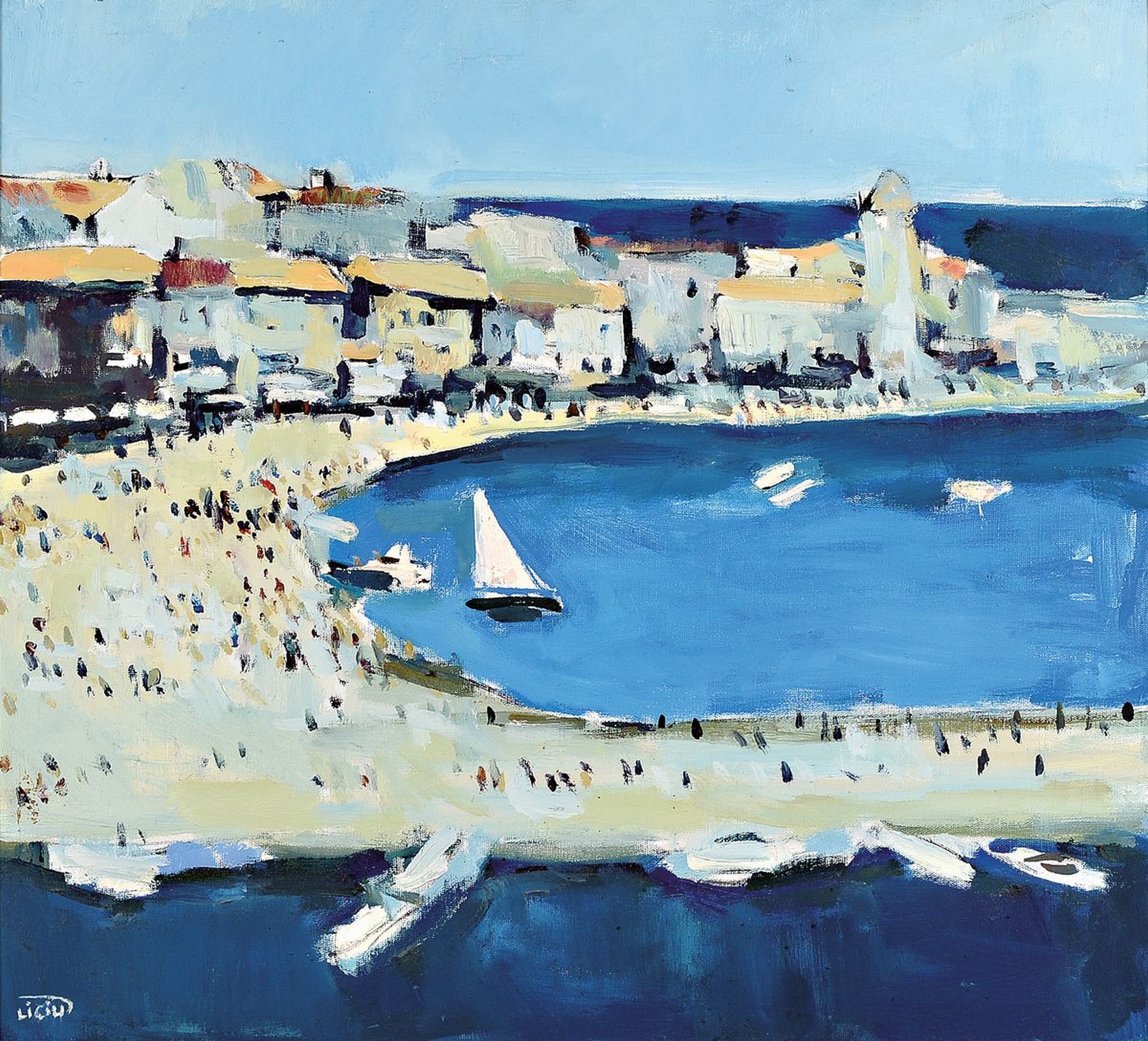Liciu Lucian, geb. 1968, Rumänien "Collioure-France", Acryl/Lwd, rückseitig bezeichnet und signiert, signiert, ca. 53 x 58 cm, Rahmen: 62 ...