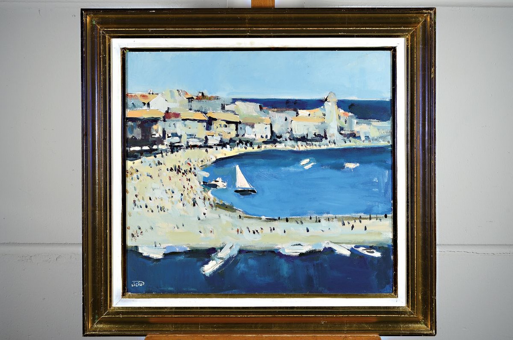 Detail k: Liciu Lucian, geb. 1968, Rumänien "Collioure-France", Acryl/Lwd, rückseitig bezeichnet und signiert, signiert, ca. 53 x 58 cm, Rahmen: 62 ...