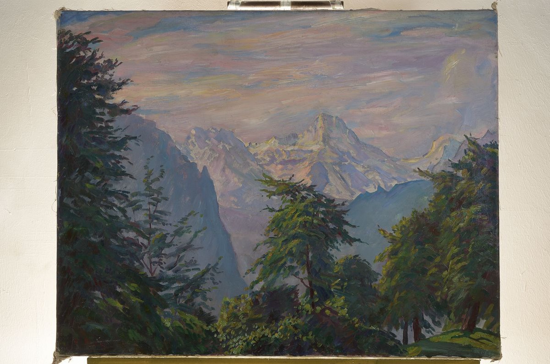 Detail k: Carl Friedrich Felber, 1880 Waedenswil/Schweiz-1932 Dachau, Landschaft bei Wengen, Öl/Lwd, rest., doubl., links unten signiert, ca. 70x90cm