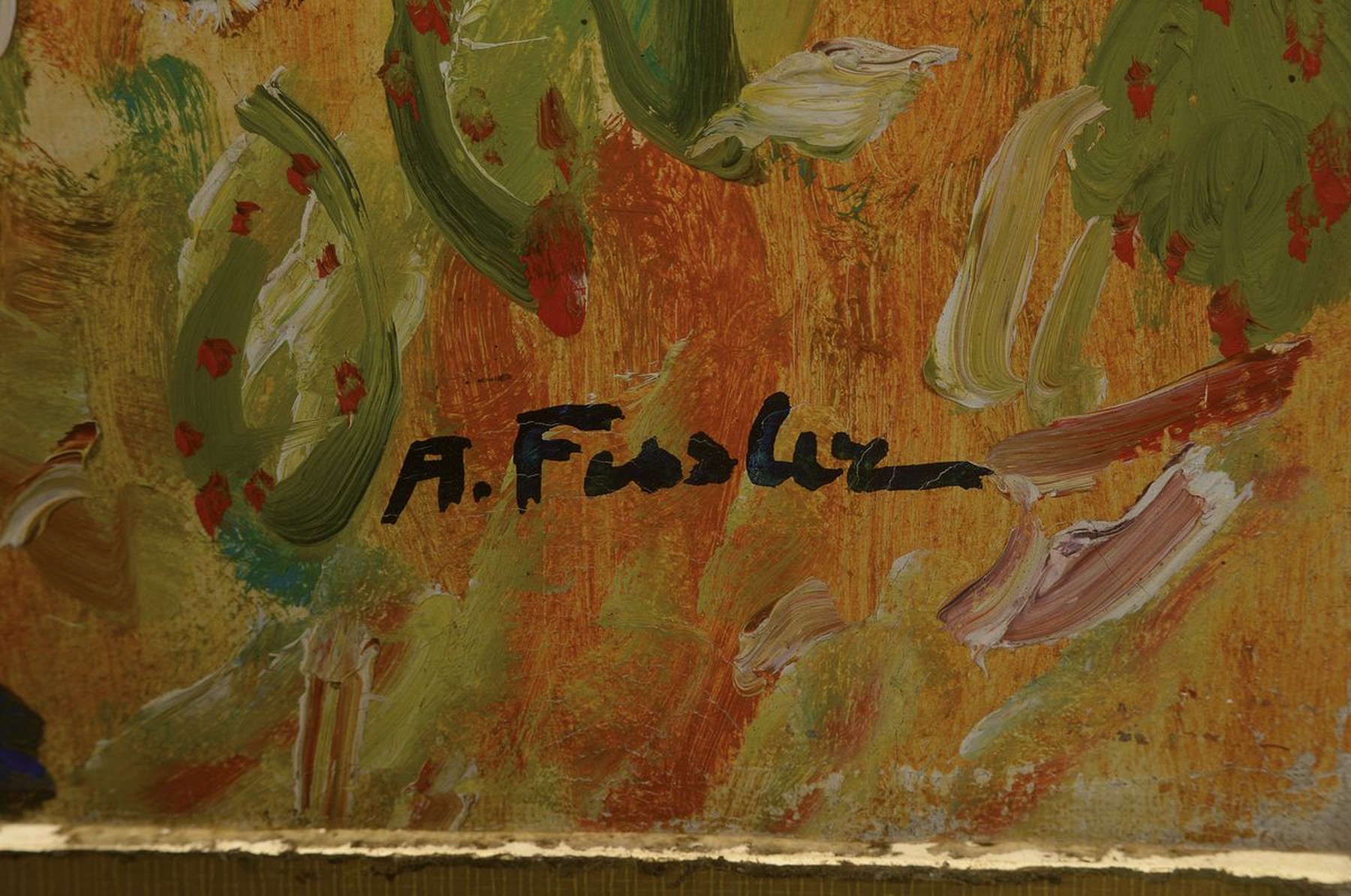 Detail a: Albert Fessler, 1908-1978 Königsbach/Baden, Studium an den Akademien Karlsruhe und München, Mitglied der Grötzinger Malerkolonie, hier: Südliche ...
