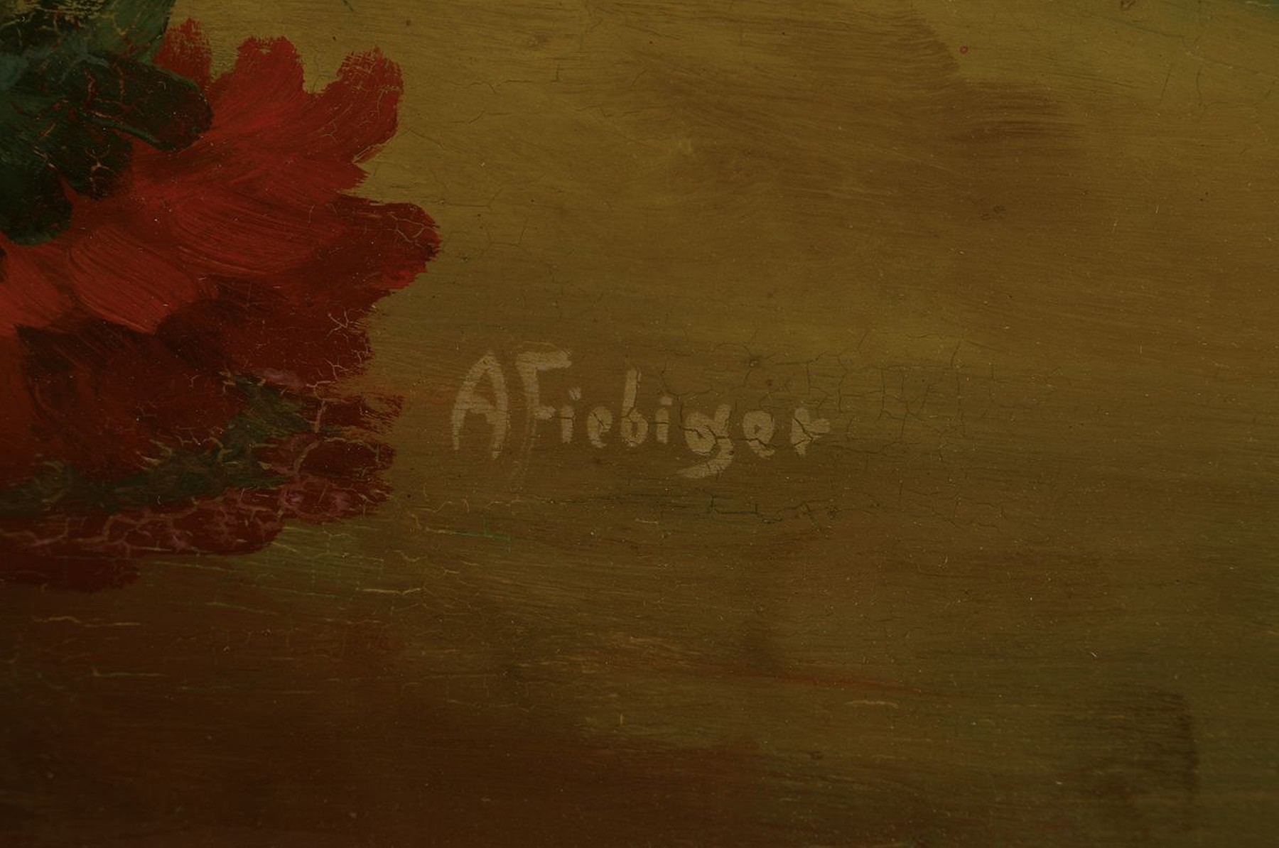 Detail a: Albert Fiebiger, geb. 1869 Bärenstein bei Dresden, Blumenstillleben, Öl/Karton rechts unten signiert, ca. 44x55cm, u.Gl., R. ca. 50x61cm