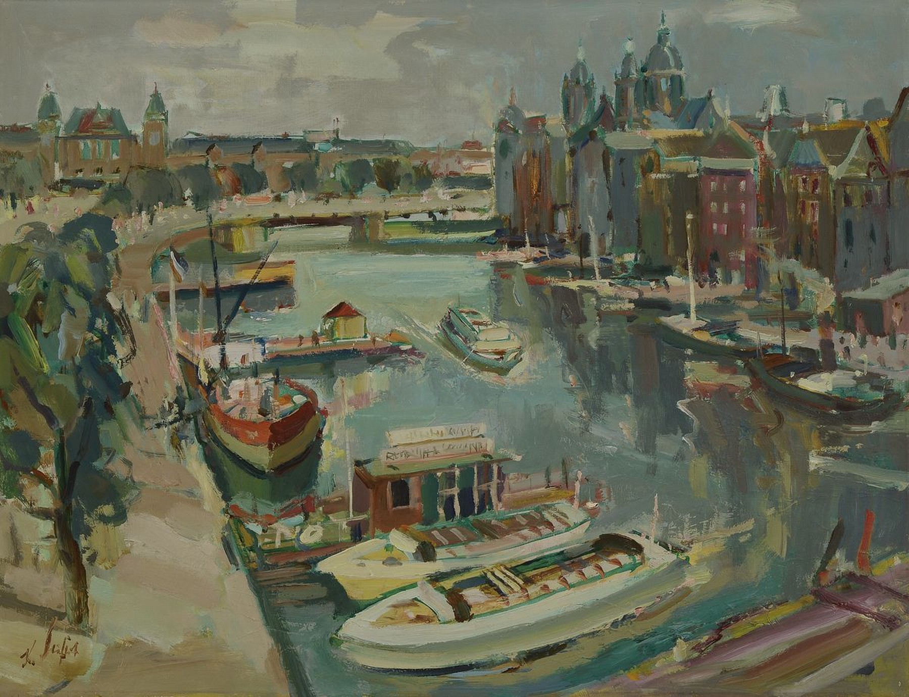 Kurt Seifert, geb. 1893 Mechau, Der Hafen von Rotterdam, Öl/Lwd, links unten signiert, ca. 50x65cm