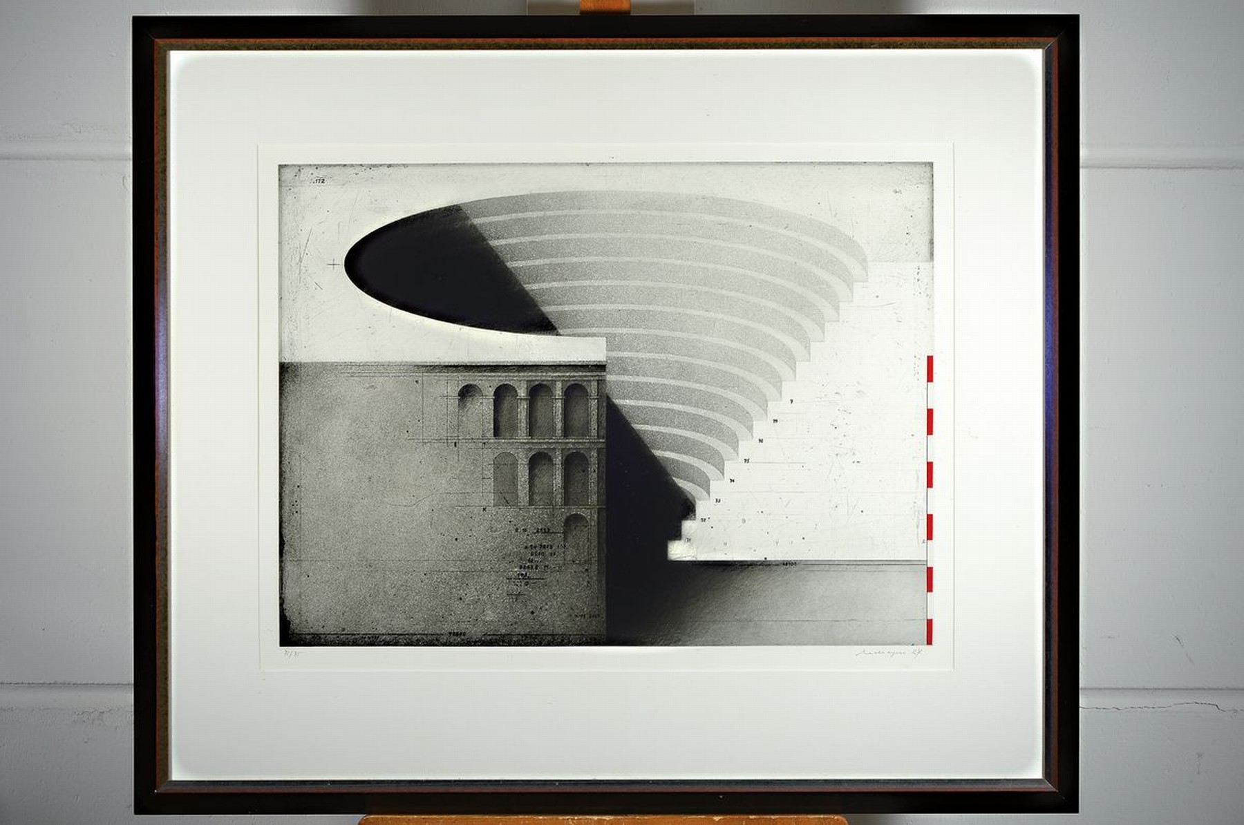 Detail k: Friedrich Meckseper, geb. 1936, Radierung, signiert und dat. 87, num. 72/75, PP., 48.5 x 65 cm, unter Glas, Rahmen: 80.5 x 95 cm, auf Rahmen bez. ...