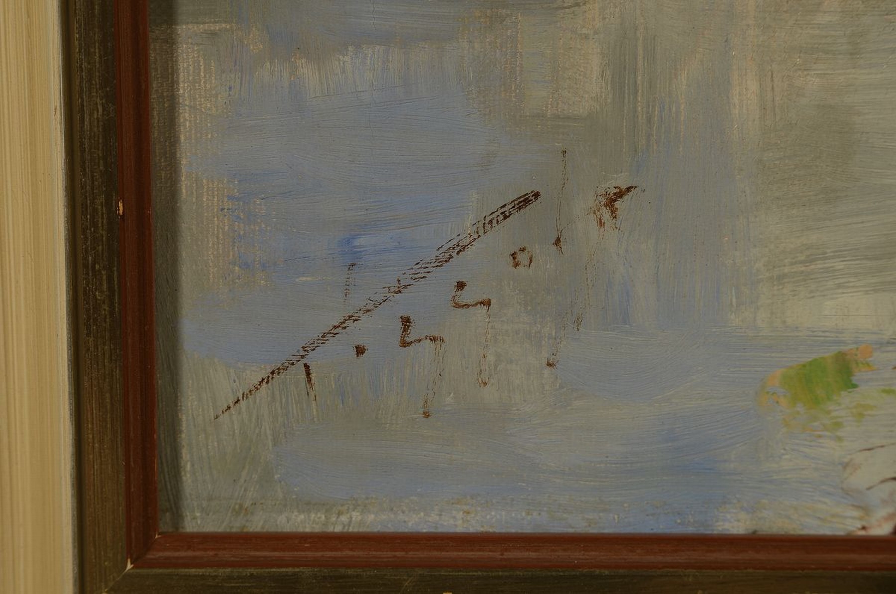 Detail a: Tissot, Spätimpressionist des 20. Jh., Junge Frau vor dem Moulin Rouge in Paris, Öl/Lwd, links unten signiert, ca. 60x50cm, R. ca. 68x58cm