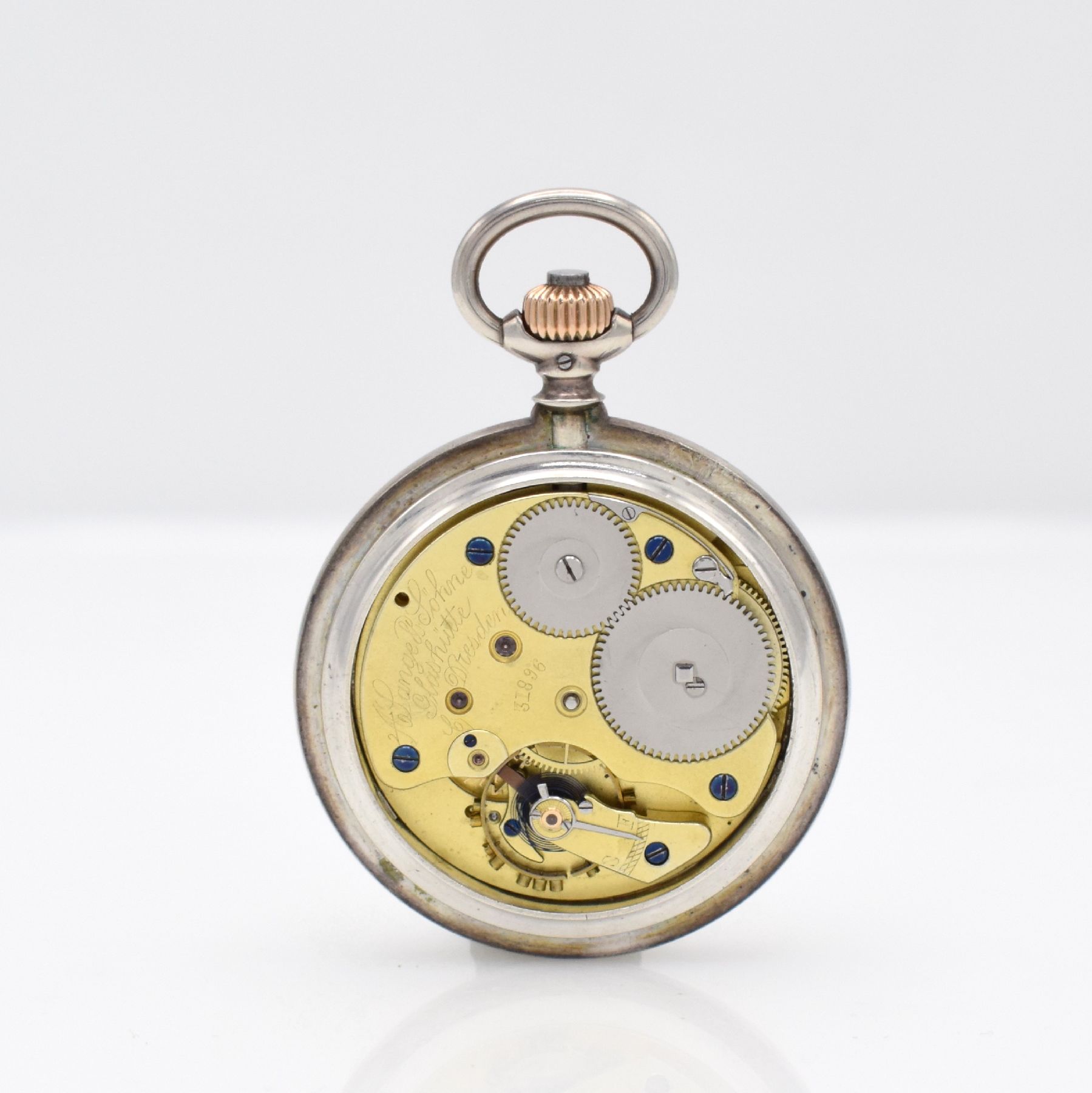 Detail f: A. LANGE & SÖHNE seltene staubdichte Herren- Savonette in Silber, Deutschland 1893, glattes Lucia-Geh. m. à-Goutte-Schlüssen, Sprungdeckel m. ...