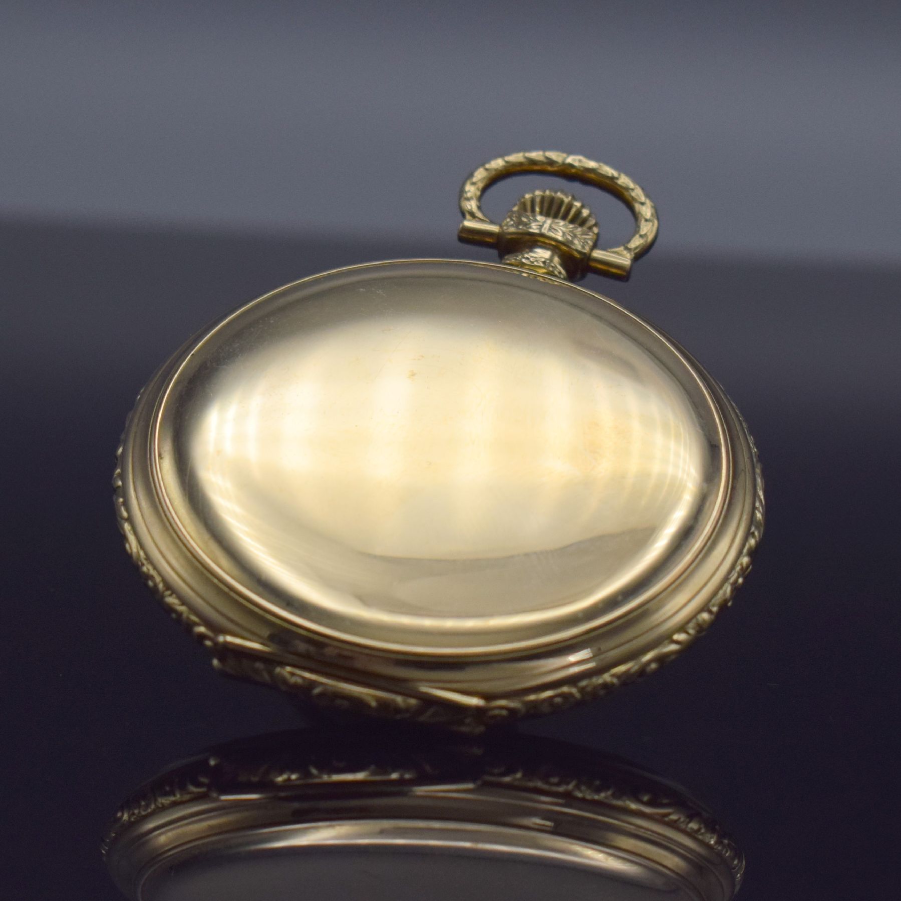 Detail c: LANGE-UHR Glashütte i/Sa. Deutsche Uhrenfabrikation OLIW Savonette in GG 585/000 mit original Etui & Garantieschein, Deutschland um 1938, glattes ...