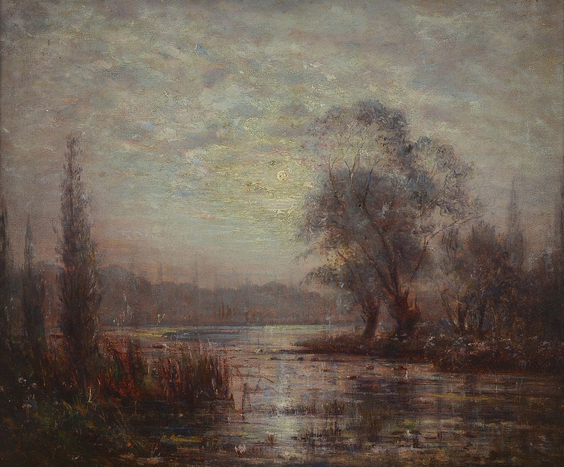Alexander Vincent, tätig Anfang 20. Jh., Xochimilco in Mexico-Stadt, auf Rückseite auf altem Etikett bezeichnet: "Noche de Luna Xochimilco ...