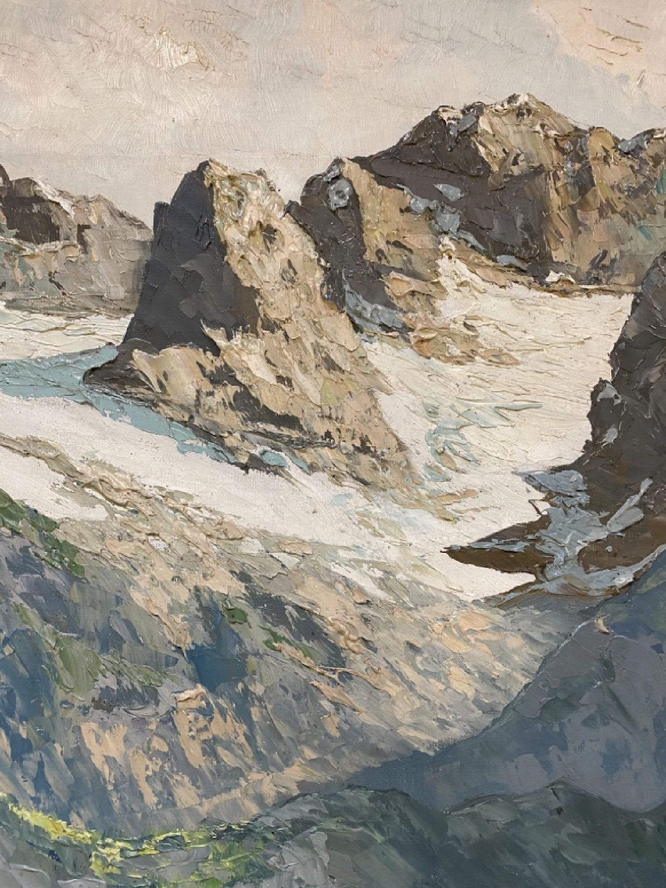 Detail b: Arnold Grabone, 1896 München -1982 Starnberg, Gebirgslandschaft, Öl/Lwd, rechts unten signiert und bezeichnet "Dachstein von der ...