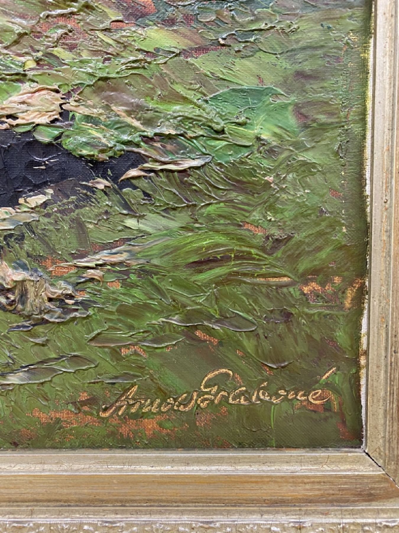 Detail c: Arnold Grabone, 1896 München -1982 Starnberg, Gebirgslandschaft, Öl/Lwd, rechts unten signiert und bezeichnet "Dachstein von der ...