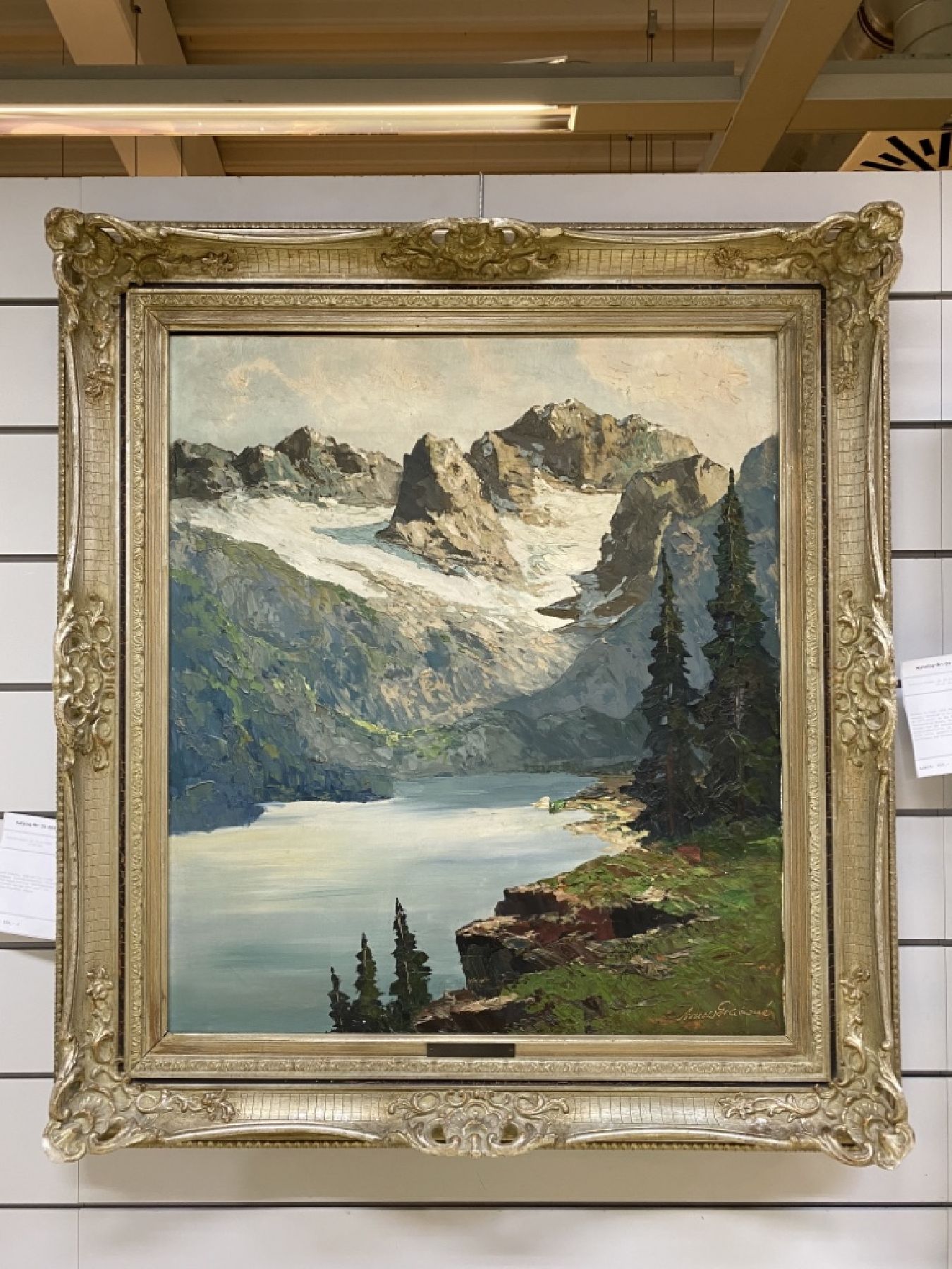 Detail e: Arnold Grabone, 1896 München -1982 Starnberg, Gebirgslandschaft, Öl/Lwd, rechts unten signiert und bezeichnet "Dachstein von der ...
