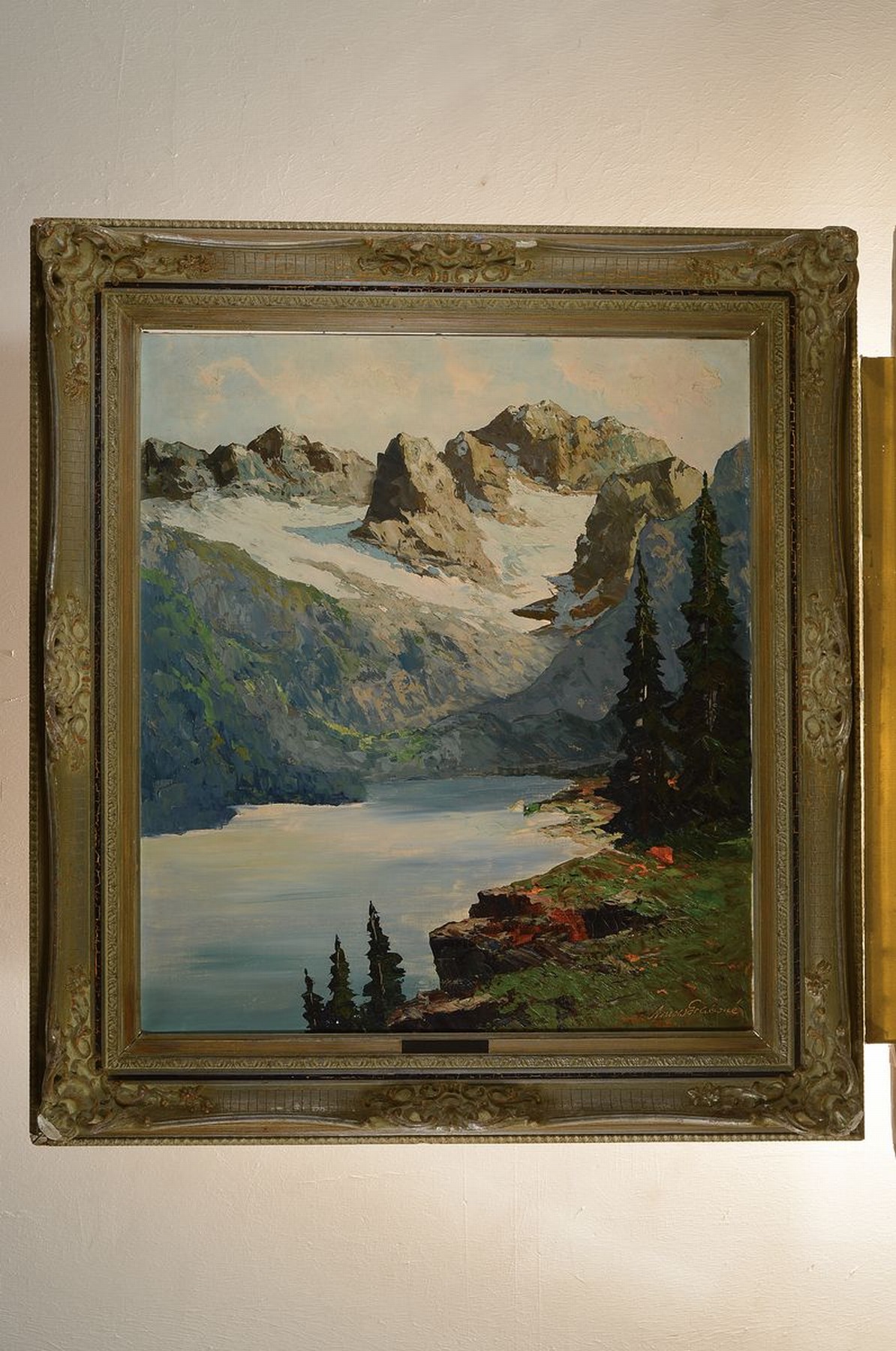 Detail k: Arnold Grabone, 1896 München -1982 Starnberg, Gebirgslandschaft, Öl/Lwd, rechts unten signiert und bezeichnet "Dachstein von der ...