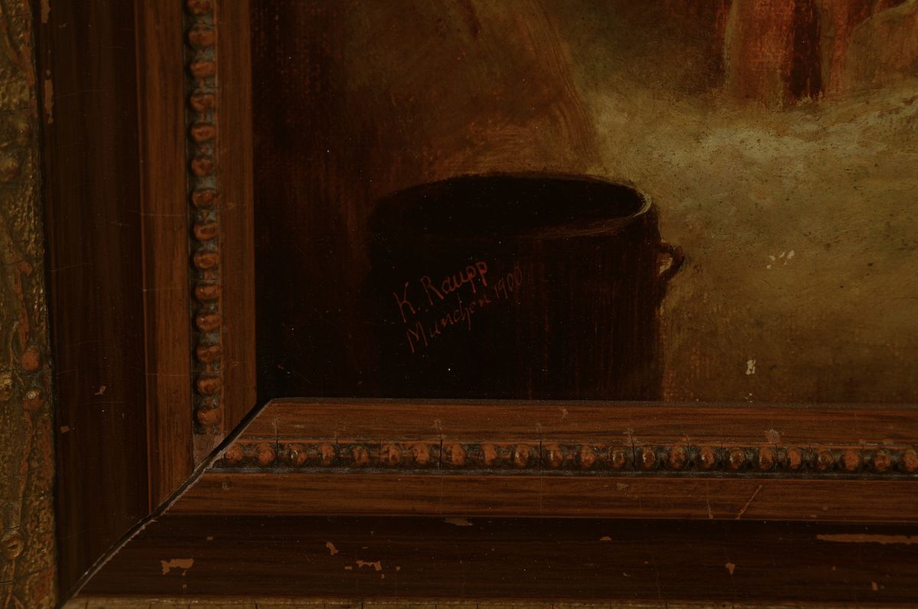 Detail a: Karl Raupp, 1837 Darmstadt-1918 München, Studium am Städel in Frankfurt und an der Akademie München, wo er später auch als Professor tätig war, ...
