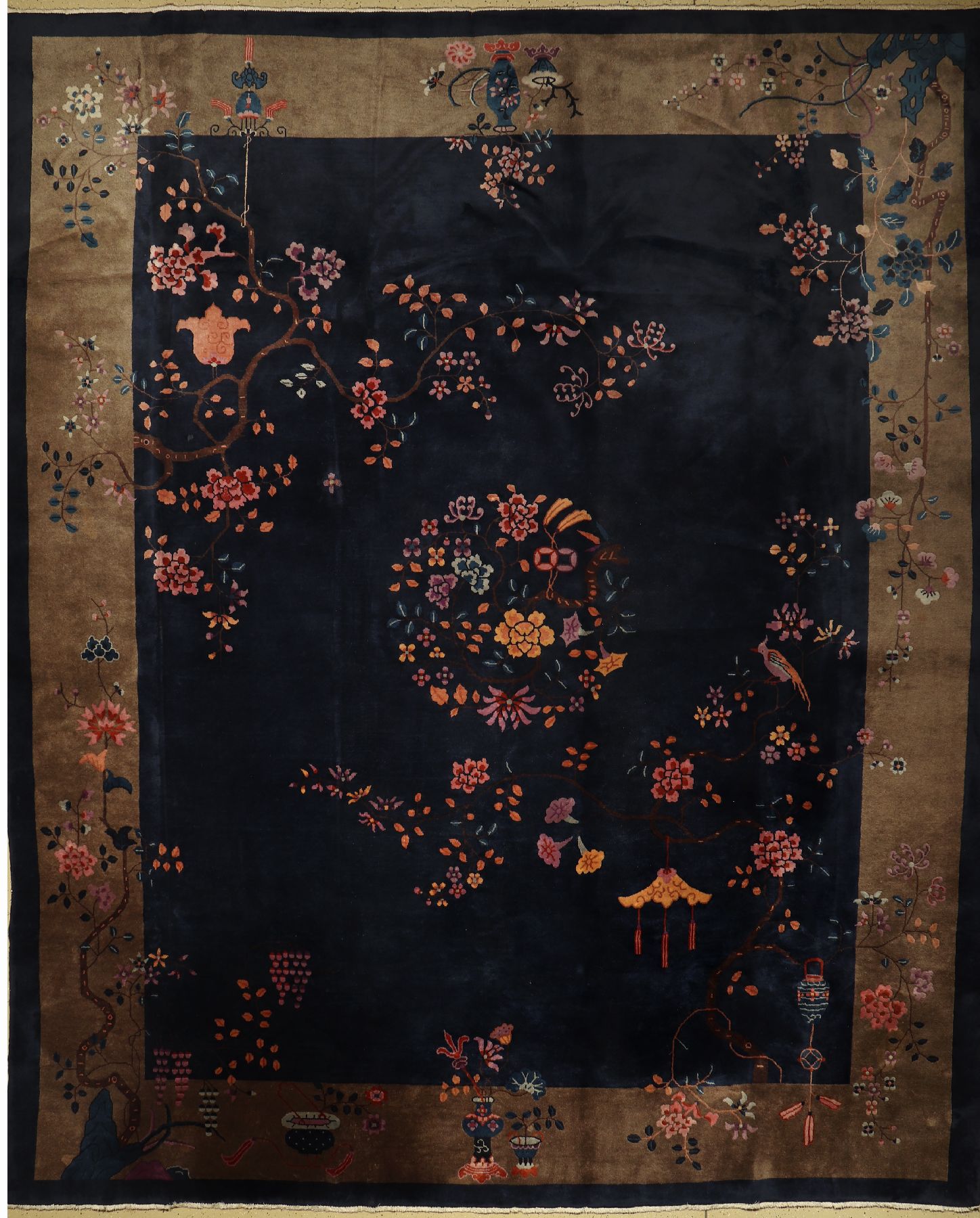 Peking Antik fein, China, um 1910, Korkwolle, ca. 434 x 355 cm, EHZ: 2-3