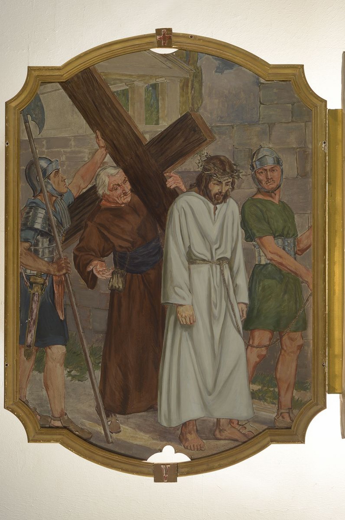 Detail o: Unbekannter Künstler, deutsch, um 1880-1900, 14 Gemälde zu den Kreuzweg-Stationen, Öl/ Metall, Gemälde mit leichten Alters- und Gebr.-schäden, ...