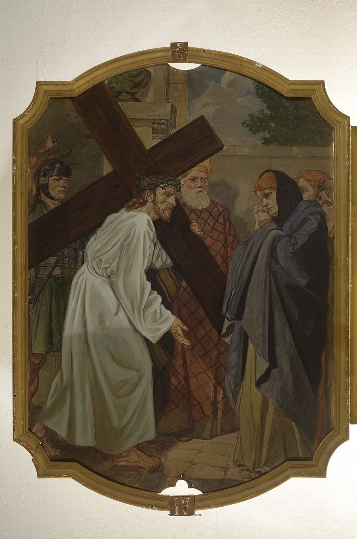 Detail p: Unbekannter Künstler, deutsch, um 1880-1900, 14 Gemälde zu den Kreuzweg-Stationen, Öl/ Metall, Gemälde mit leichten Alters- und Gebr.-schäden, ...