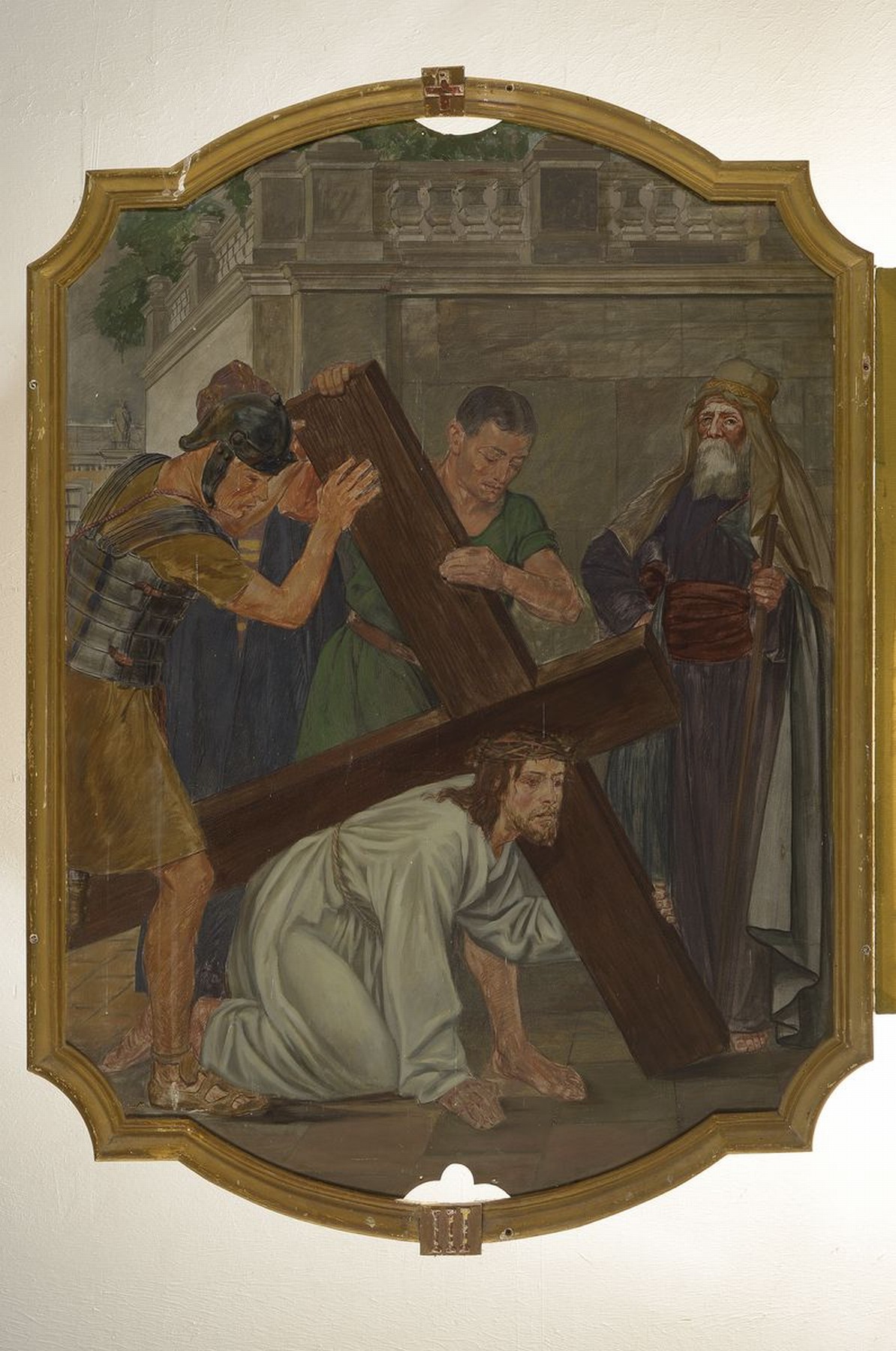 Detail r: Unbekannter Künstler, deutsch, um 1880-1900, 14 Gemälde zu den Kreuzweg-Stationen, Öl/ Metall, Gemälde mit leichten Alters- und Gebr.-schäden, ...