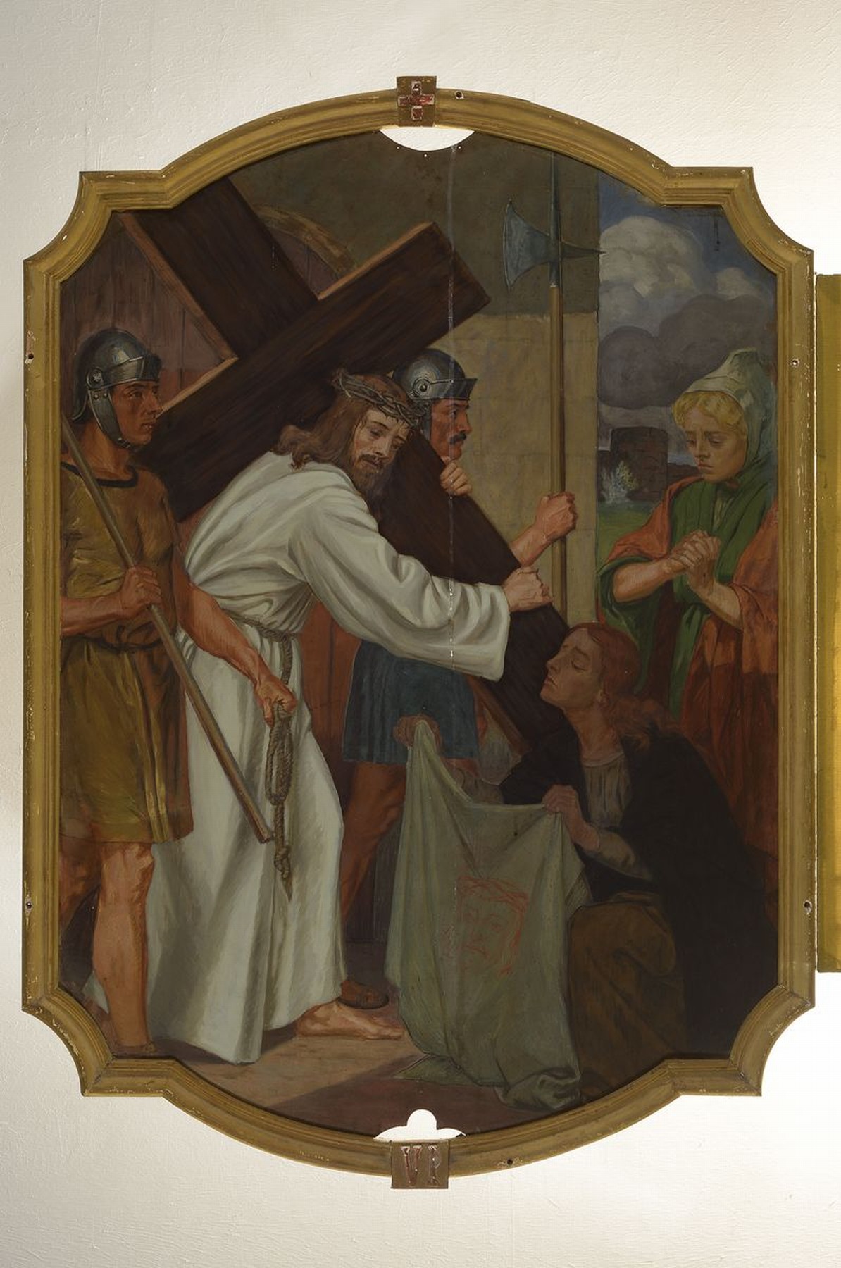 Detail t: Unbekannter Künstler, deutsch, um 1880-1900, 14 Gemälde zu den Kreuzweg-Stationen, Öl/ Metall, Gemälde mit leichten Alters- und Gebr.-schäden, ...