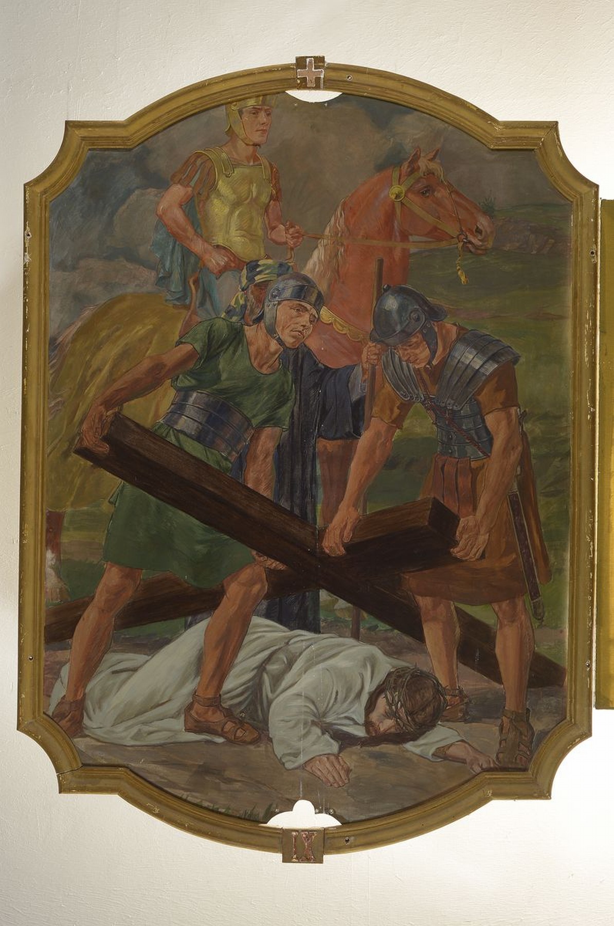 Detail w: Unbekannter Künstler, deutsch, um 1880-1900, 14 Gemälde zu den Kreuzweg-Stationen, Öl/ Metall, Gemälde mit leichten Alters- und Gebr.-schäden, ...