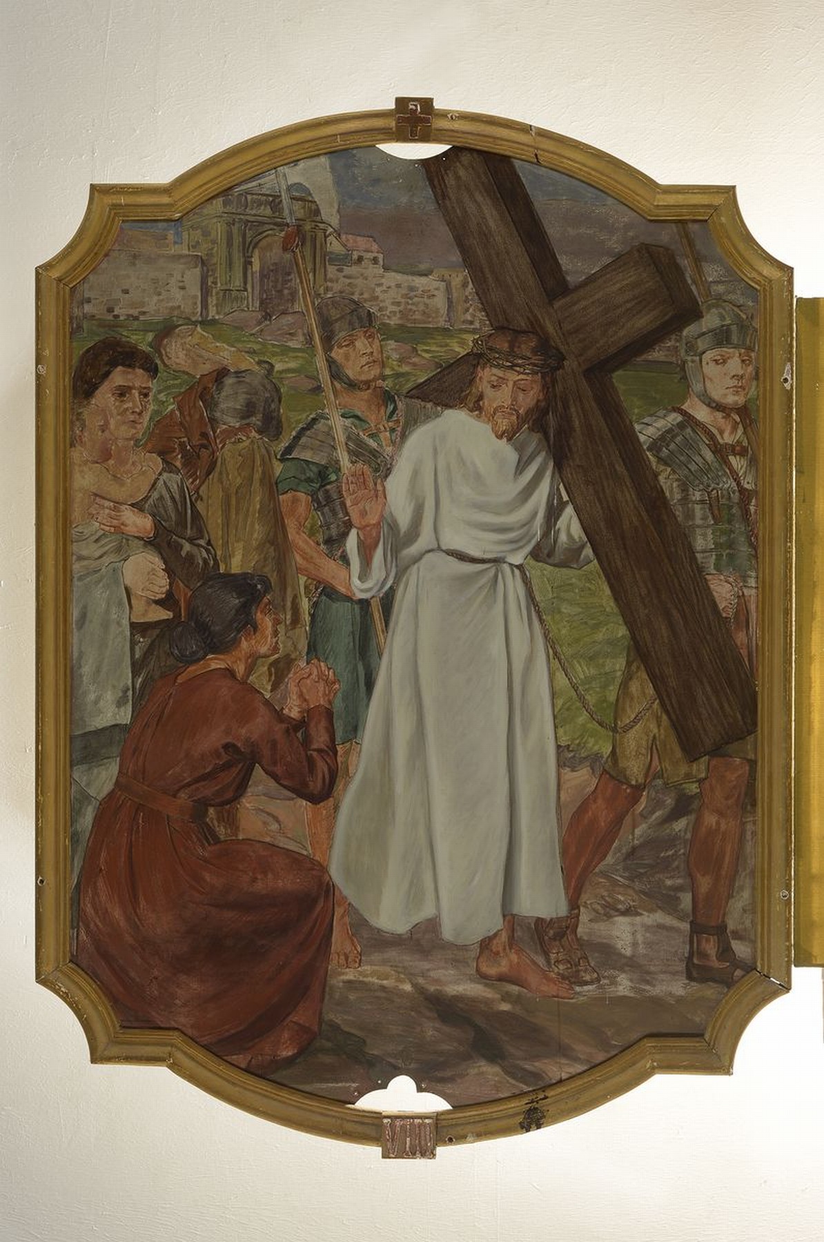 Detail x: Unbekannter Künstler, deutsch, um 1880-1900, 14 Gemälde zu den Kreuzweg-Stationen, Öl/ Metall, Gemälde mit leichten Alters- und Gebr.-schäden, ...