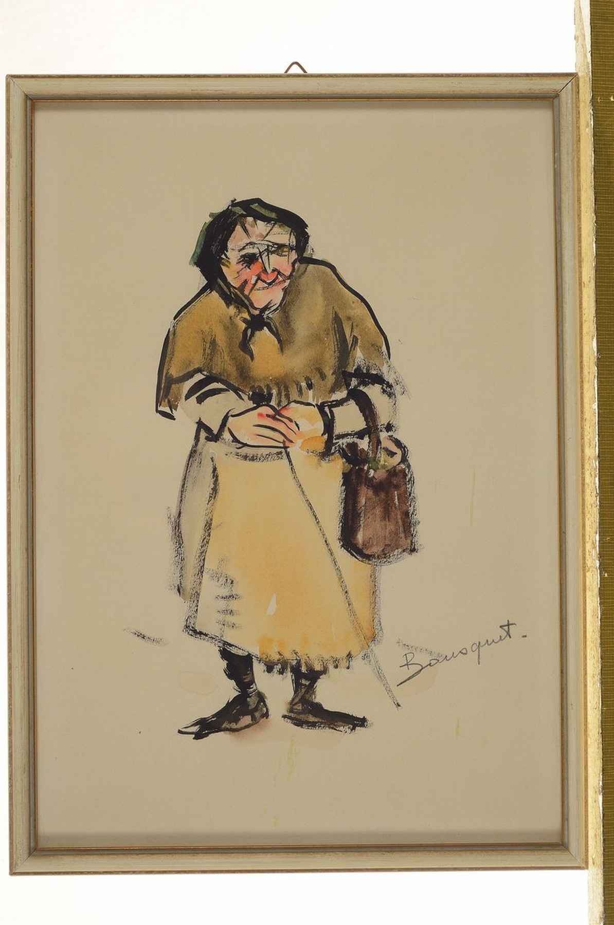 Detail k: Bousquet, Frankreich, um 1910, zwei Aquarelle, Bettler und Bettlerin, Aquarell auf Pappe, jeweils rechts unten signiert, unter Glas gerahmt, ca. ...