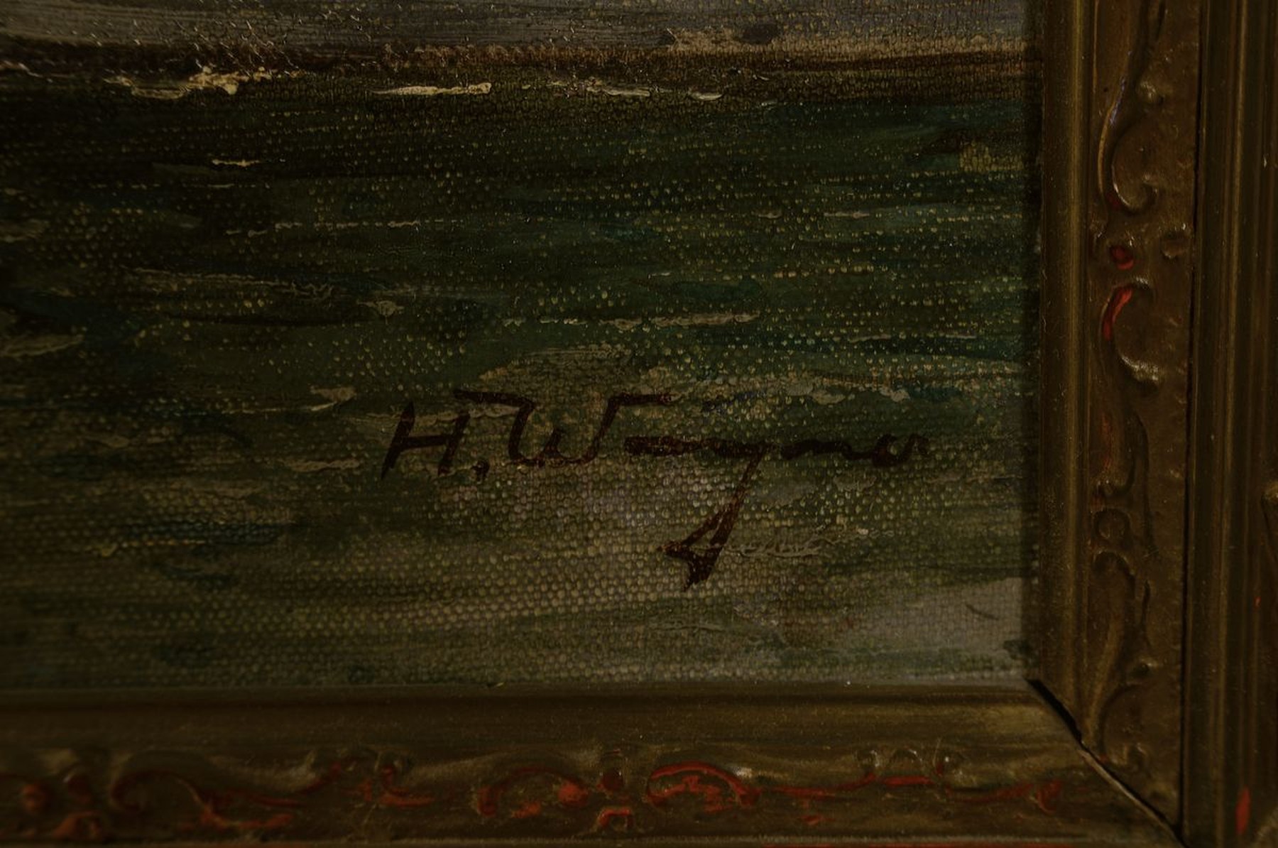 Detail a: H. Wagner, Pseudonym des Georg Fischhof, 1859-1914, Blick auf einen holländischen Hafen, Öl/Lwd, rechts unten signiert, ca. 70x 100cm, R. ca. ...
