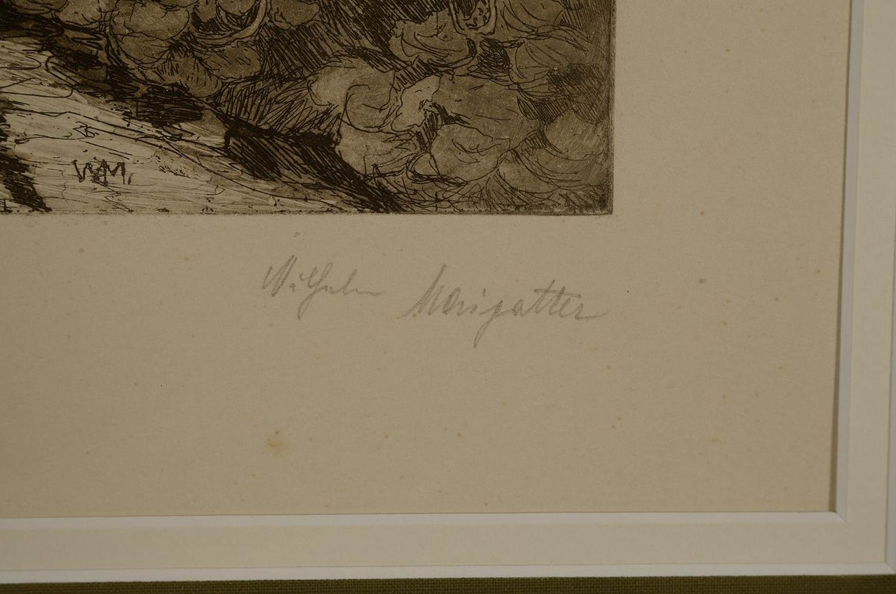 Detail a: Wilhelm Maigatter, geb. 1865 Hildesheim, Frühlingstag an der Ben..., Radierung, Birken an einem Bachlauf, rechts unten handsigniert, links unten ...