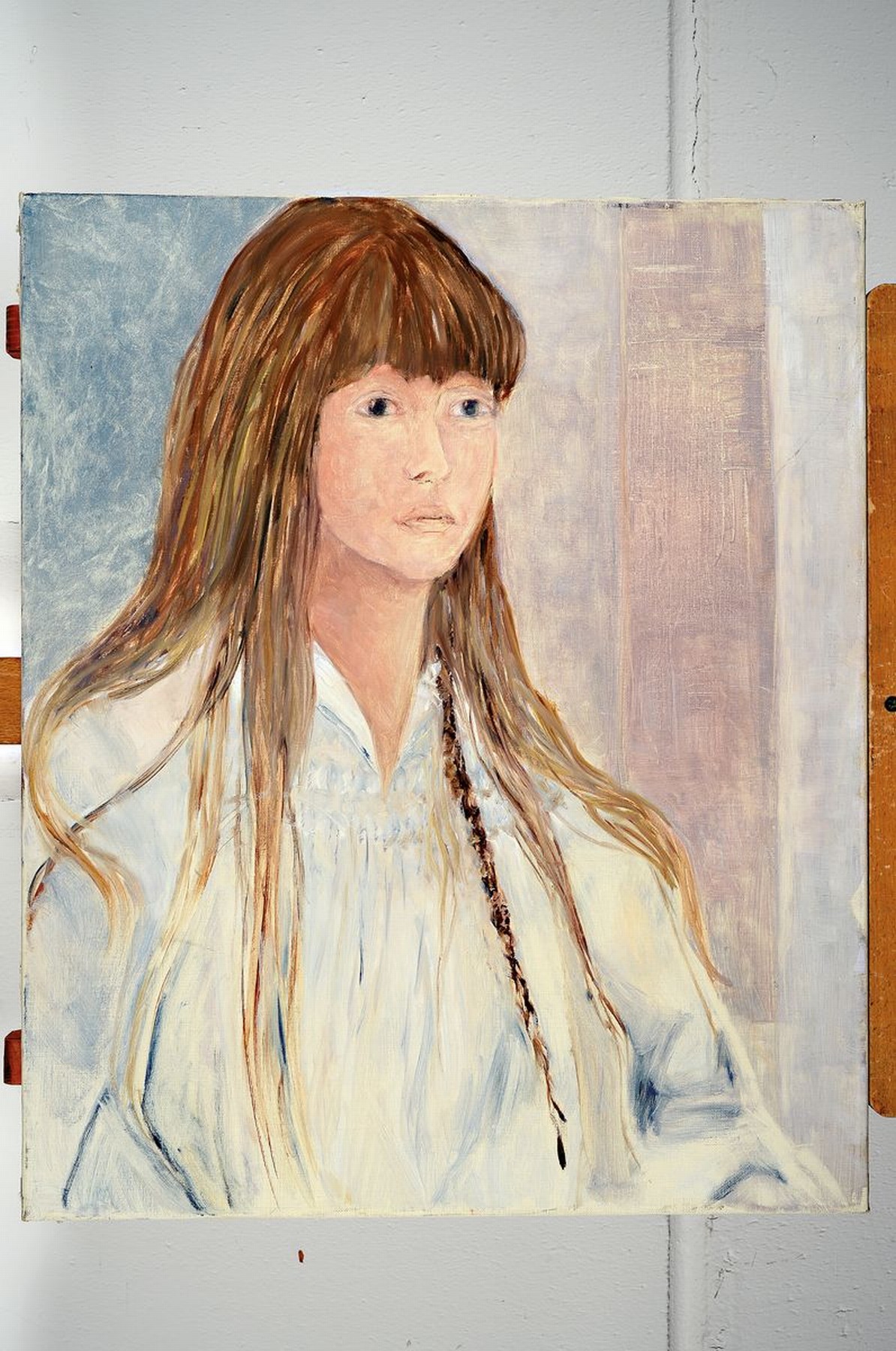 Detail k: Zuschreibung: Christel Abresch, 1931-2011, Porträt einer jungen Frau, Öl/Lwd, unsigniert,ca. 60x50cm