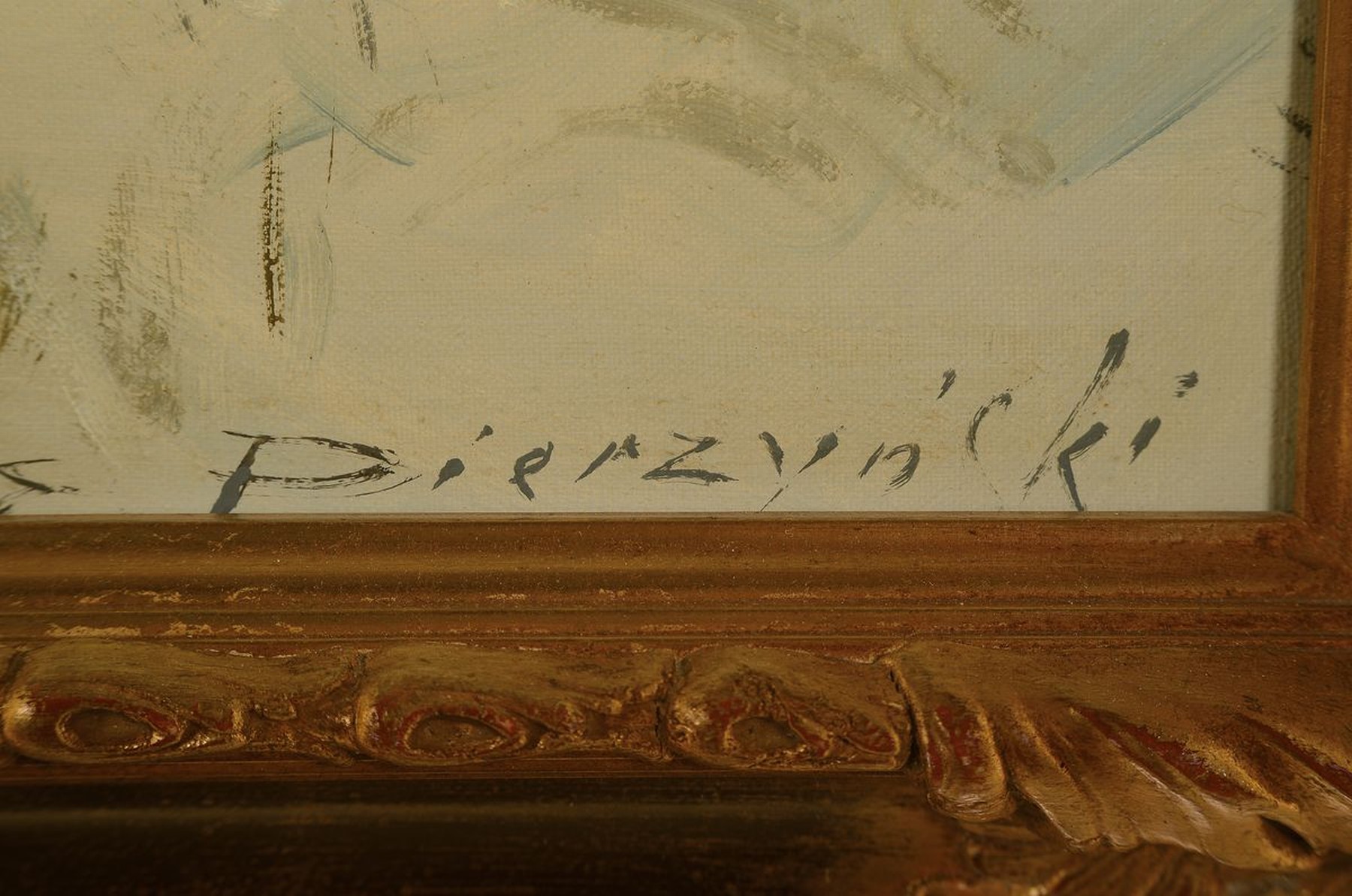 Detail a: Edward Pierzynski, geb. 1922, polnischer Traditionalist, Winterlandschaft mit Troika-Schlitten, Öl/Lwd, rechts unten signiert, ca. 60x90cm, R. ca. ...