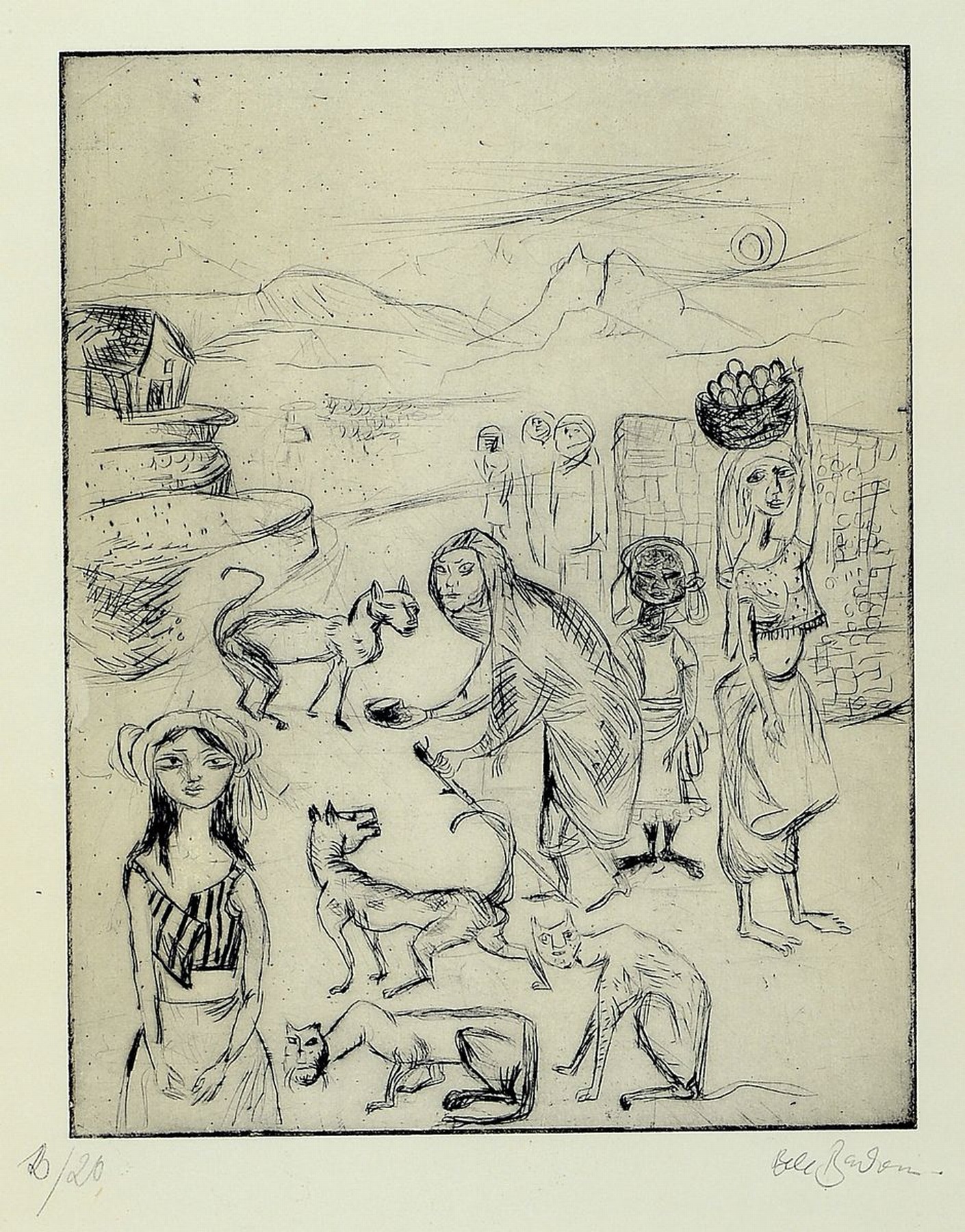 Bele Bachem, 1916-2005, Radierung, handsigniert, num. 10/20, ca. 25x19.5cm, PP, u.Gl., R. ca. 54x42cm