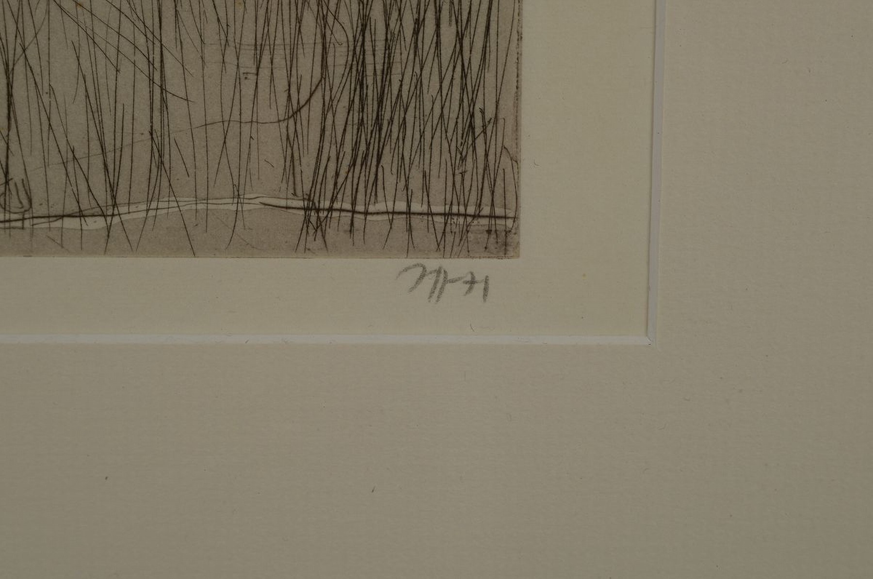 Detail e: Horst Janssen, 1929-1995, Radierung, Selbstporträt, handsigniert, num. 24/125, unter Glas gerahmt, Platte ca. 30x21 cm, gesamt ca. 62x50 cm