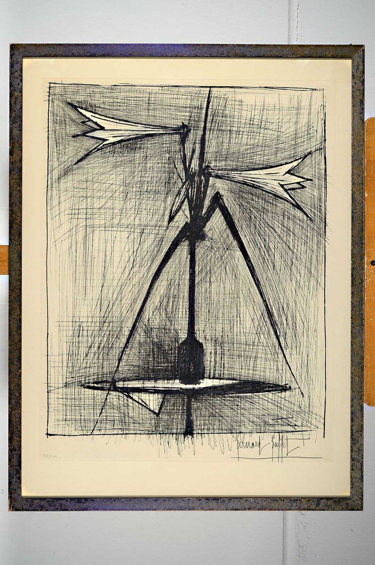 Detail k: Bernard Buffet, 1928-1999, Radierung, handsigniert und num. 37/100, unter Glas gerahmt, Platte ca. 65x50 cm, gesamt ca. 82x61 cm