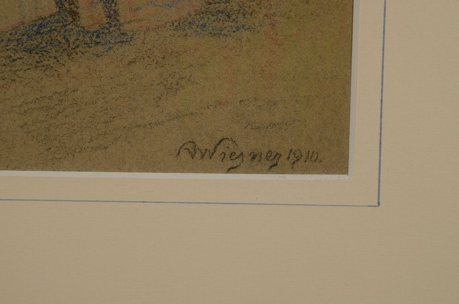 Detail a: Adolf Wiesner, 1871 Prag - 1942 KZ Theresienstadt, Studium bei Max Pirner in Prag, in Dresden und bei Otto Seitz in München, hier: Pastellzeichnung, ...