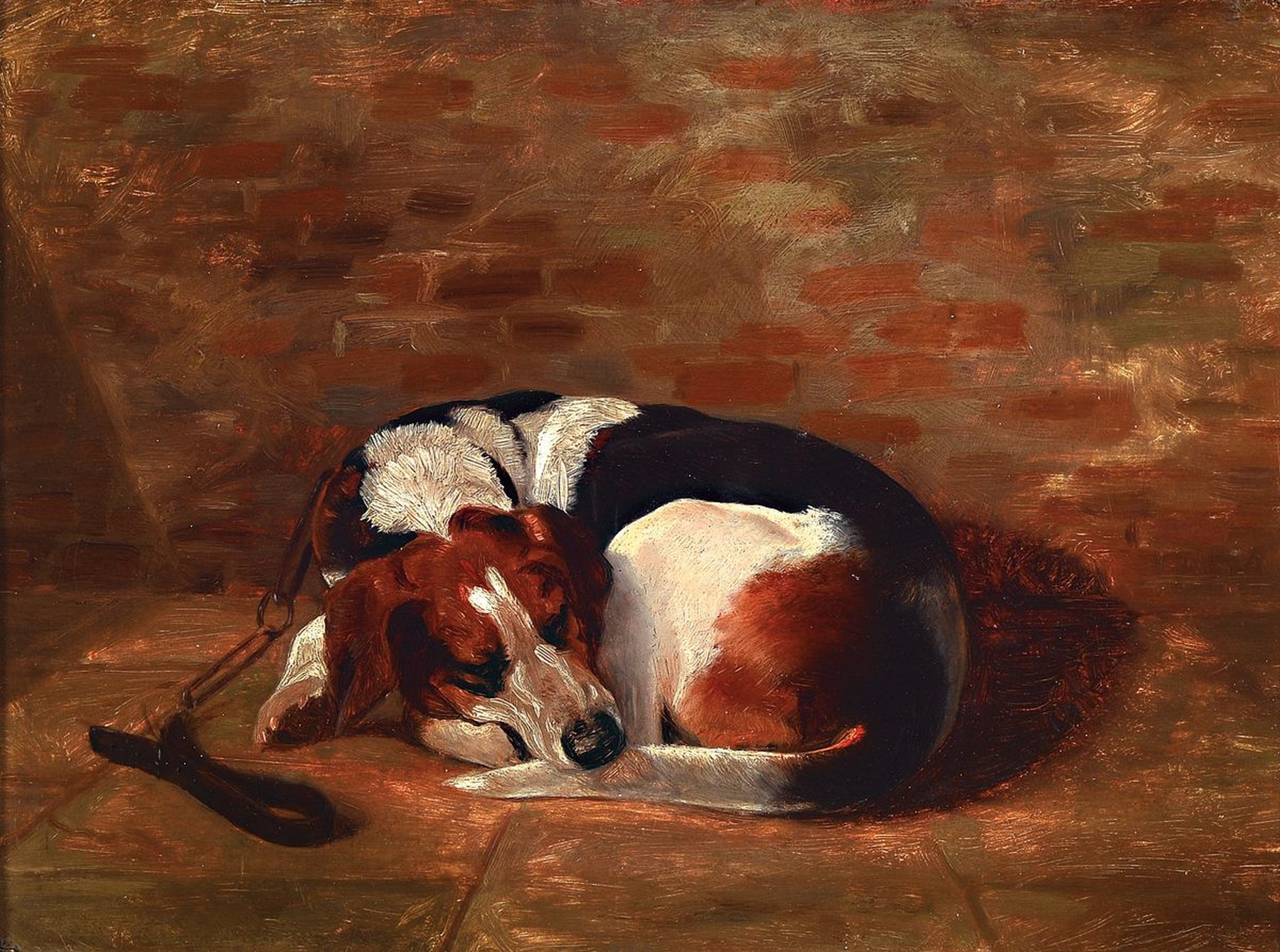 Englischer Künstler, um 1900/20, liegender Jagdhund, Öl/Malkarton, unsigniert, ca. 23 x 30 cm, Rahmen, ca. 33 x 40 cm